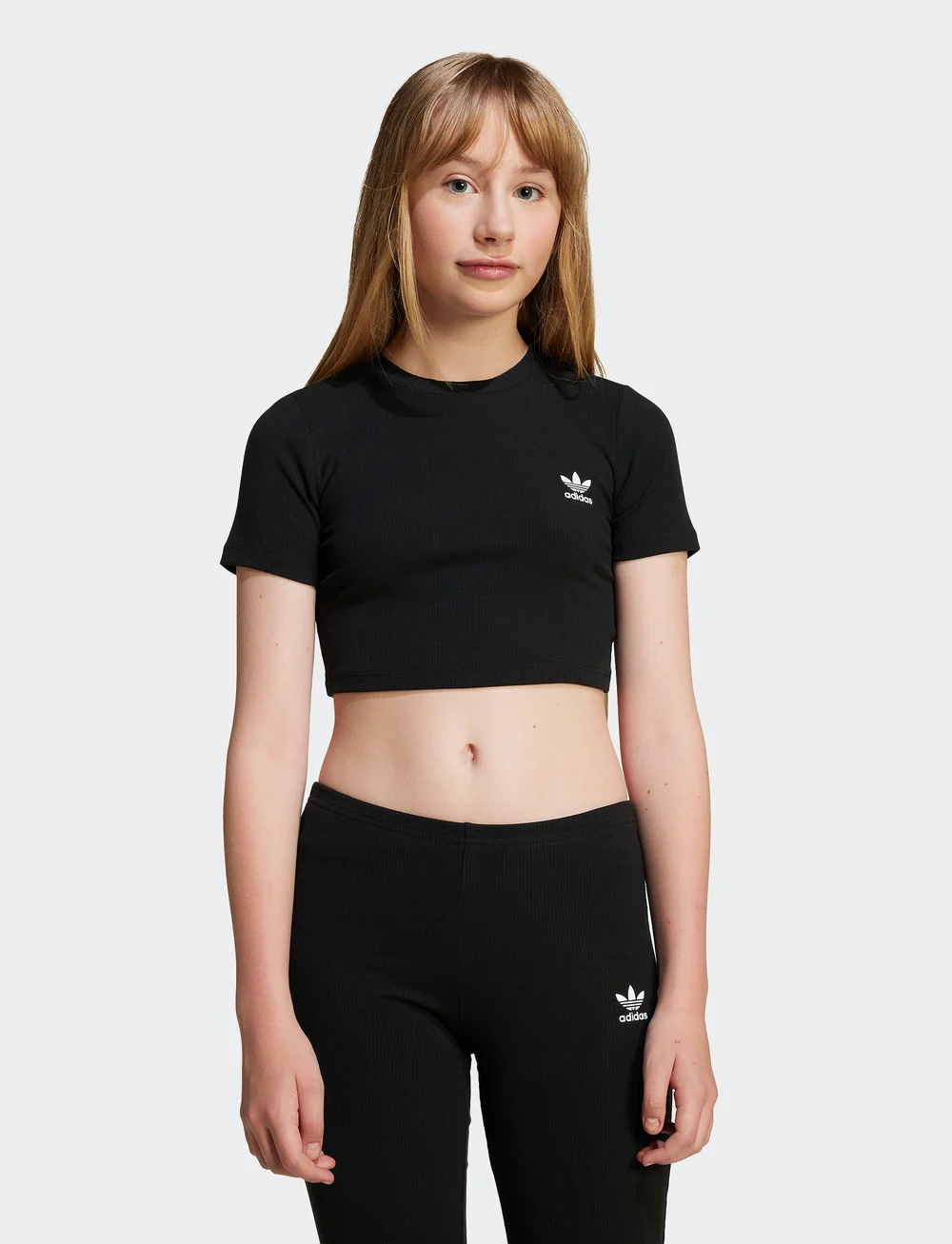 adidas Originals - RIB CROP TEE - sportoberteile - black - 0