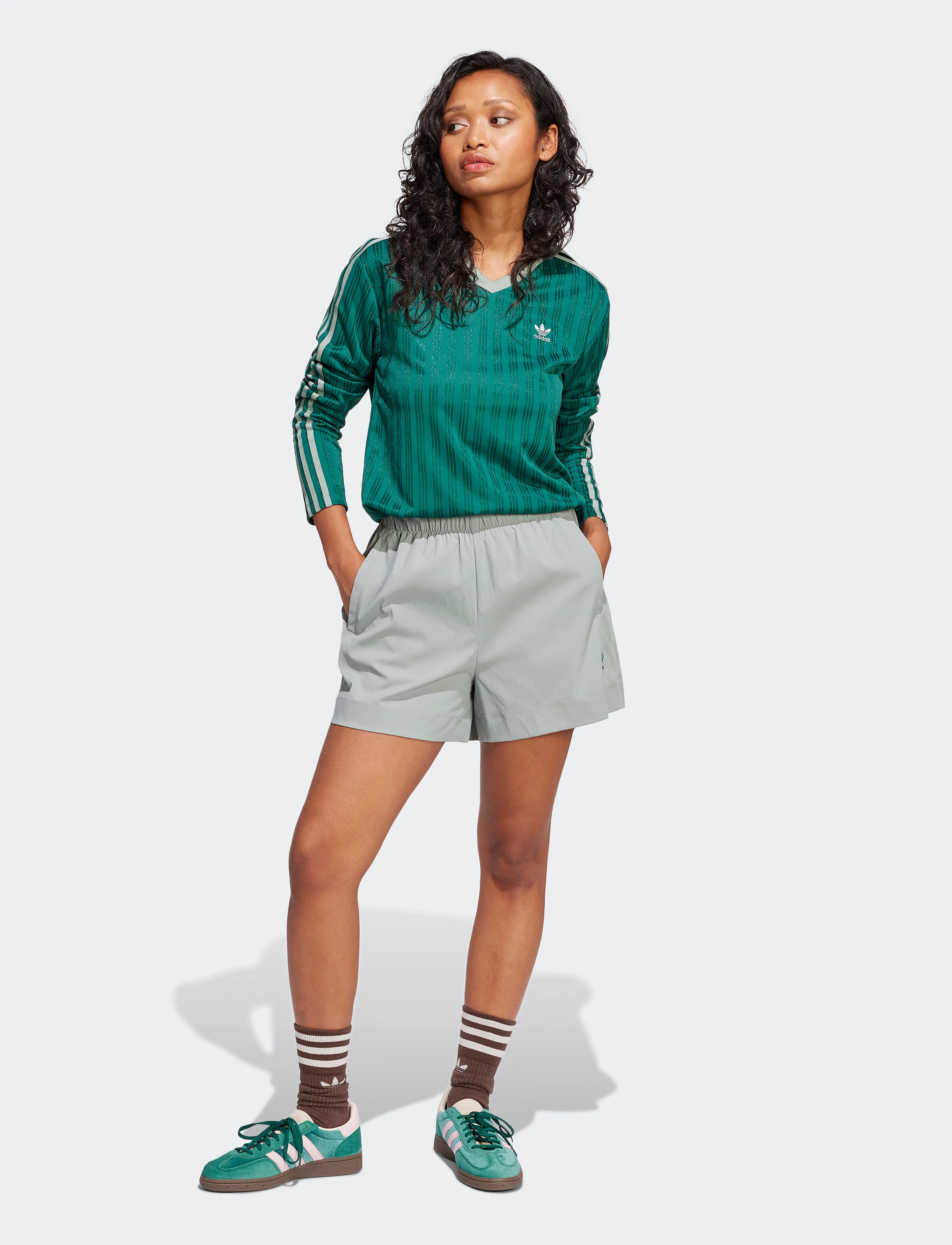 adidas Originals - V-NECK LS TEE - langarmshirts - cgreen - 4
