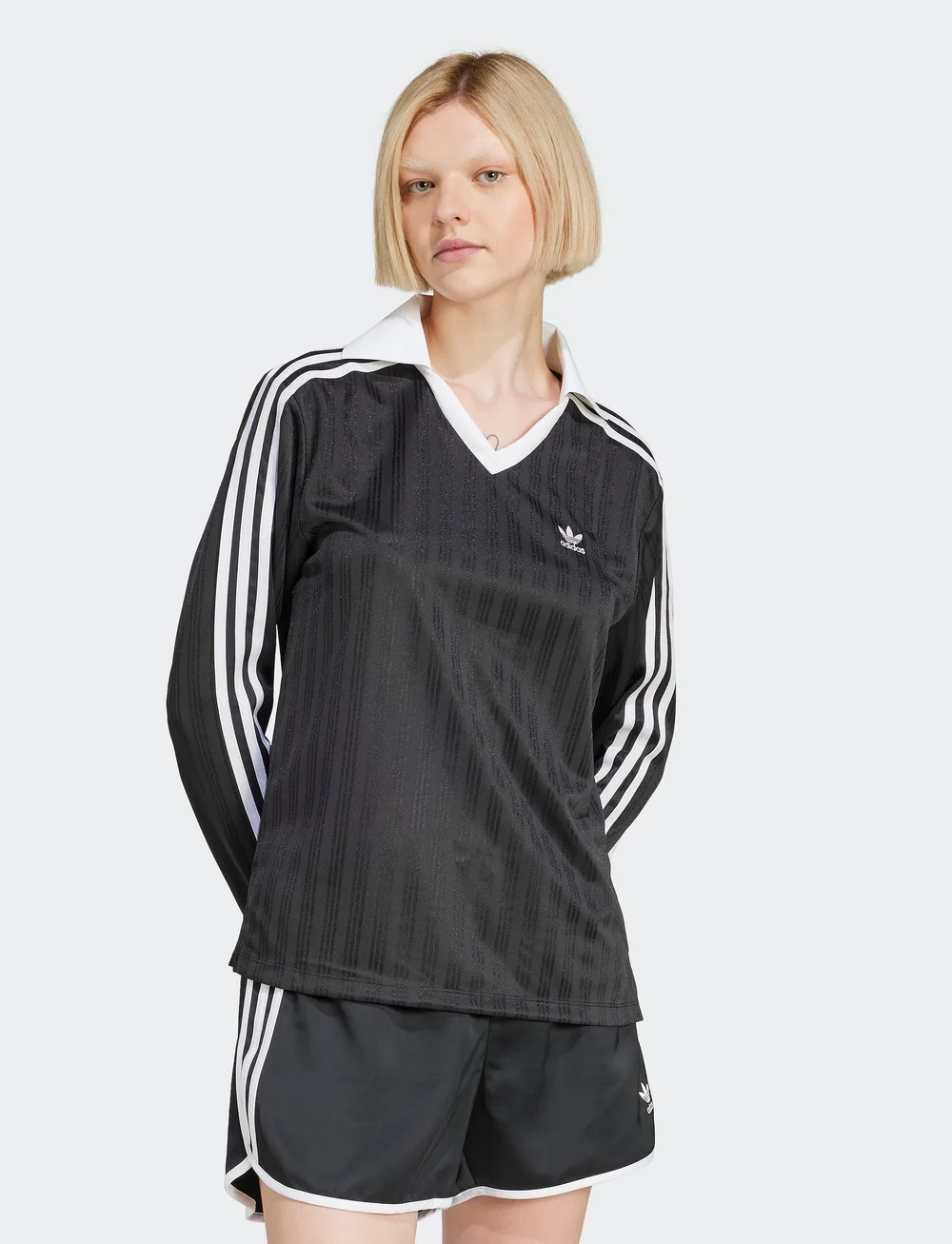 adidas Originals - V-NECK LS TEE - langærmede t-shirts - black - 5