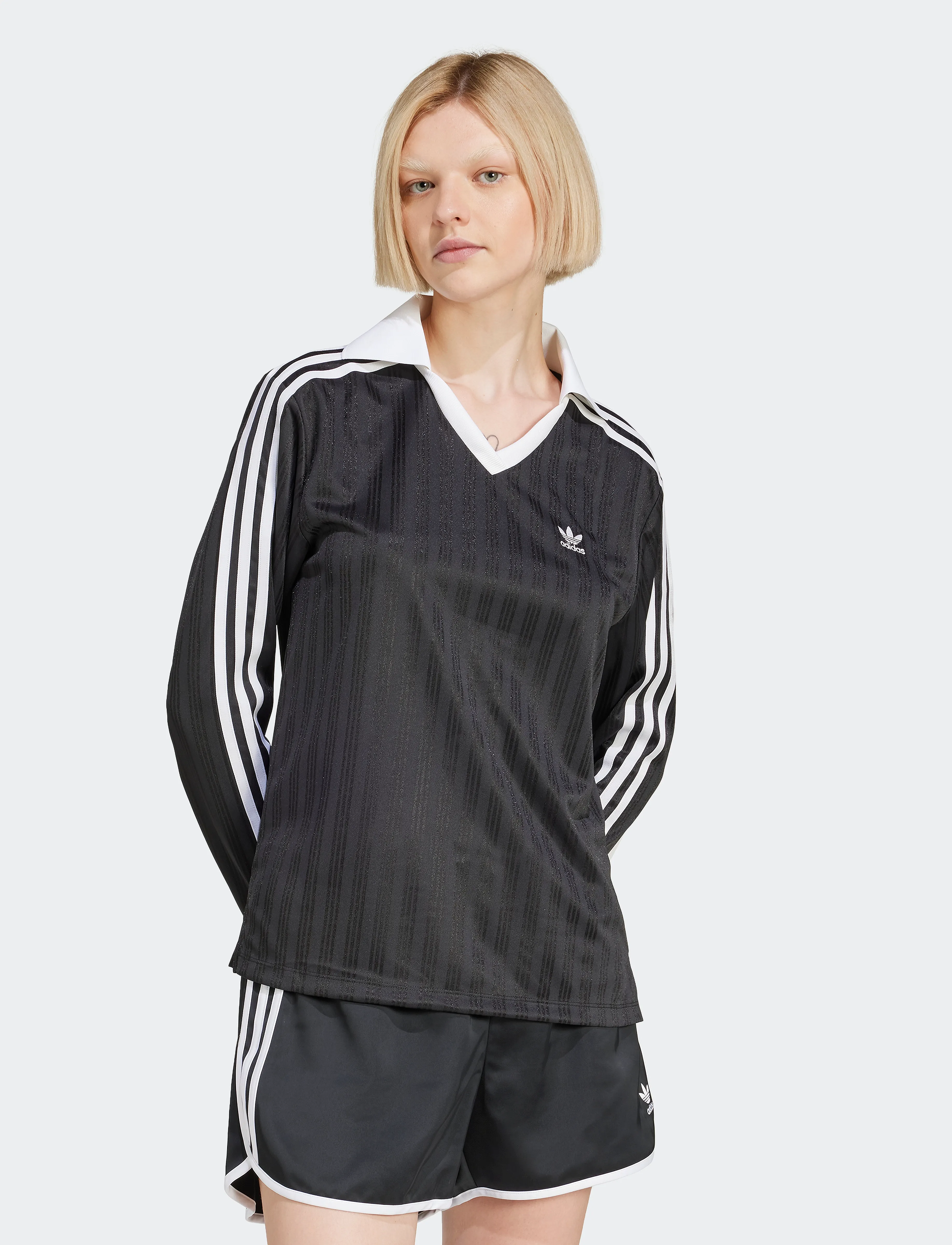 adidas Originals - V-NECK LS TEE - tops & t-shirts - black - 5