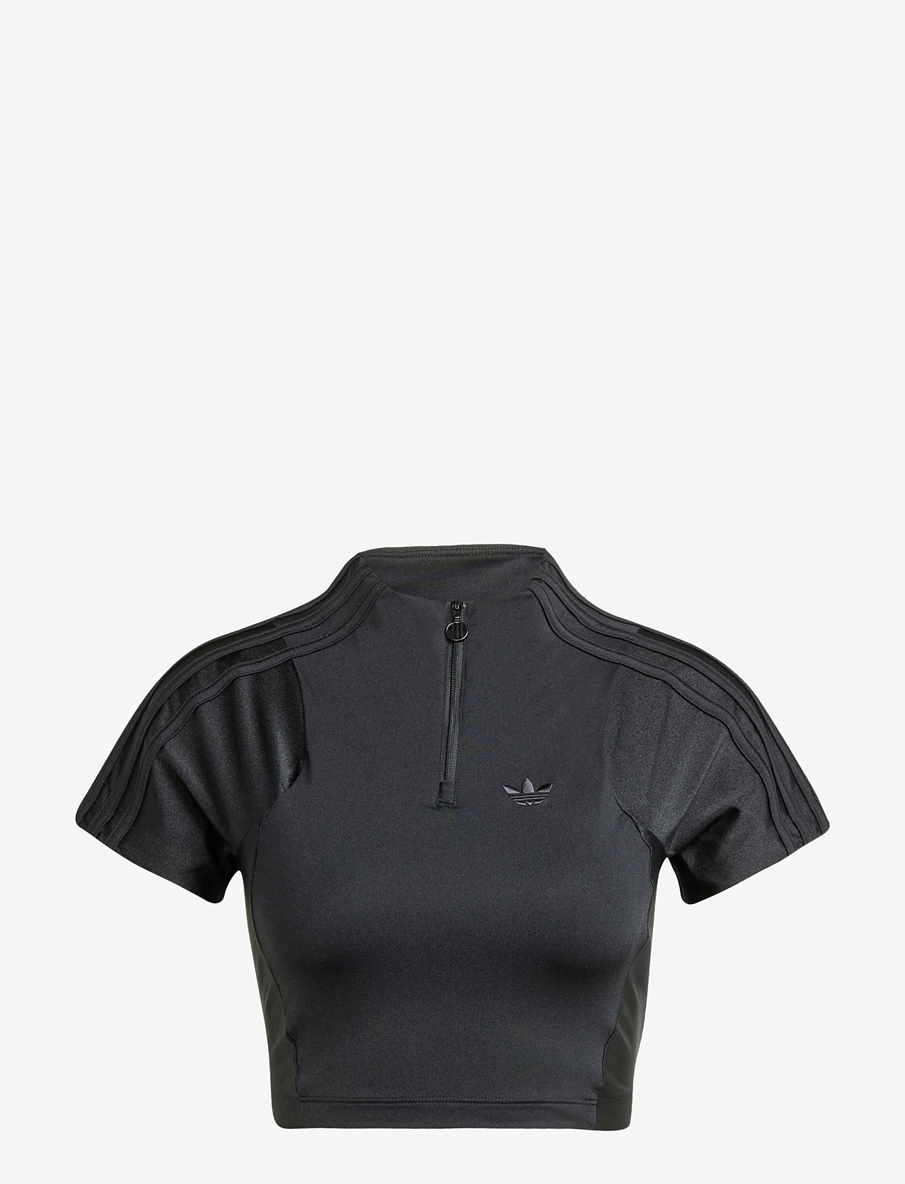 adidas Originals - ZIP CROPTOP - t-shirts - black - 1