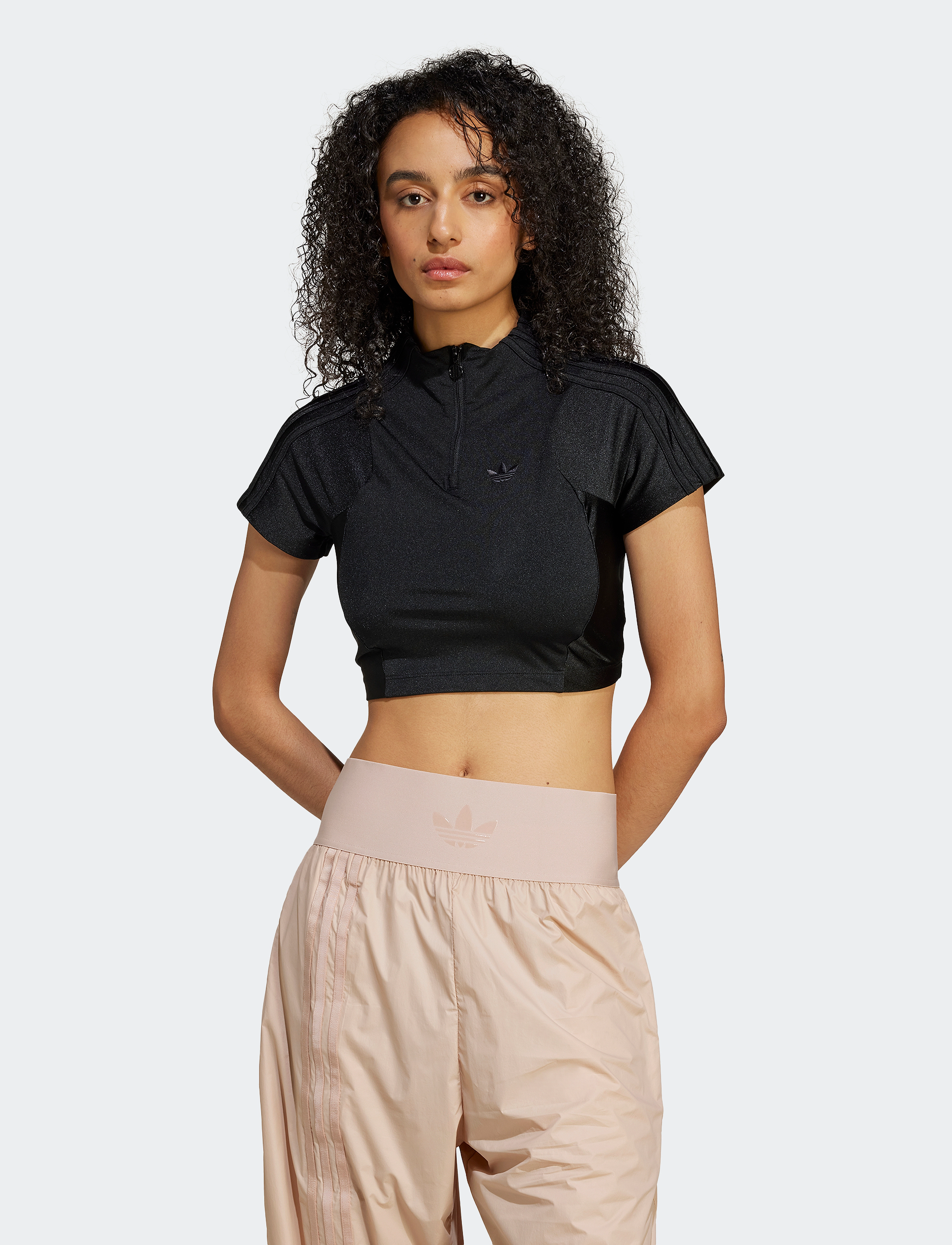 adidas Originals Zip Croptop, Kvinder, Lynlås Croptop, Sort, Str: XXS