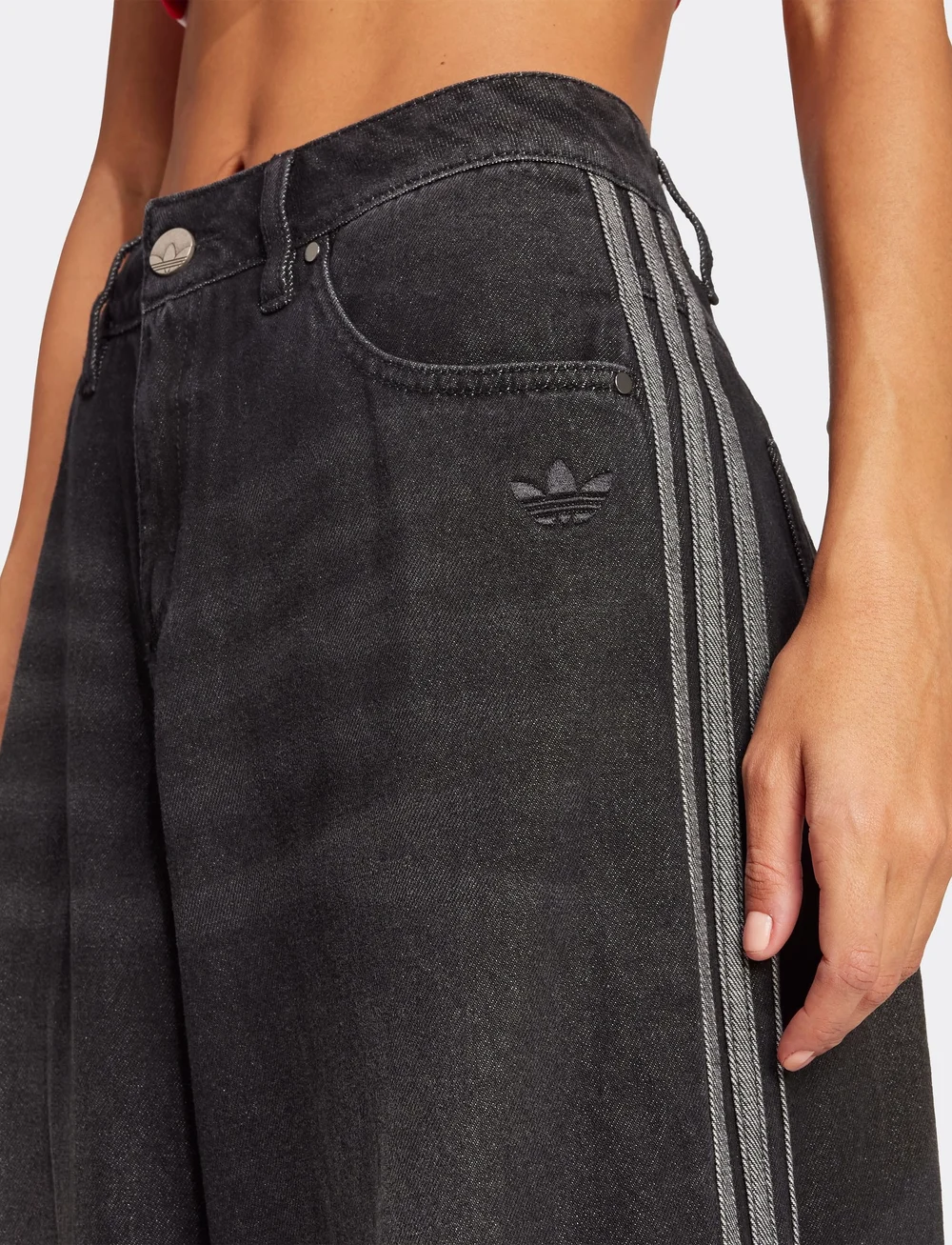 adidas Originals - DENIM WIDE PANT - vabaajapüksid - black - 2