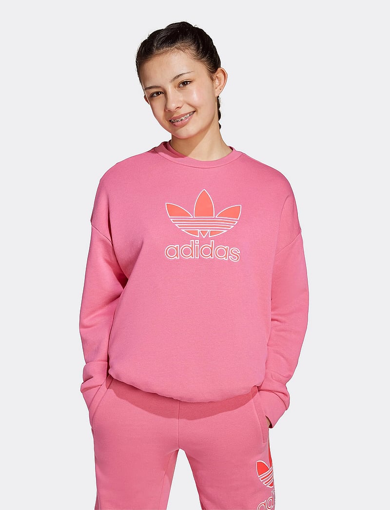 adidas Originals - TREFOIL CREW - sweatshirts - pnkfus/lucred - 0