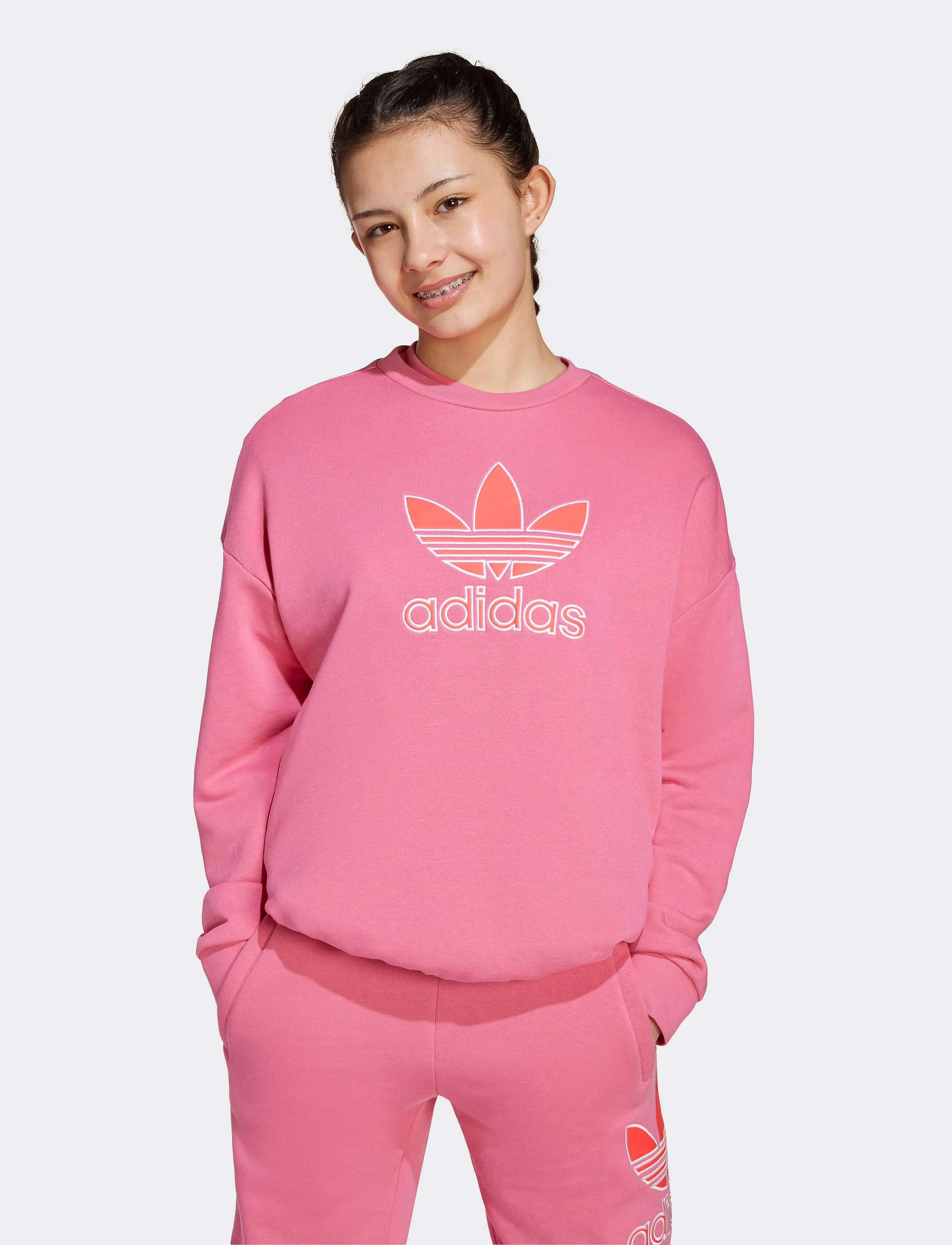 adidas Originals TREFOIL CREW - adidas Originals - PNKFUS/LUCRED / pink/rose