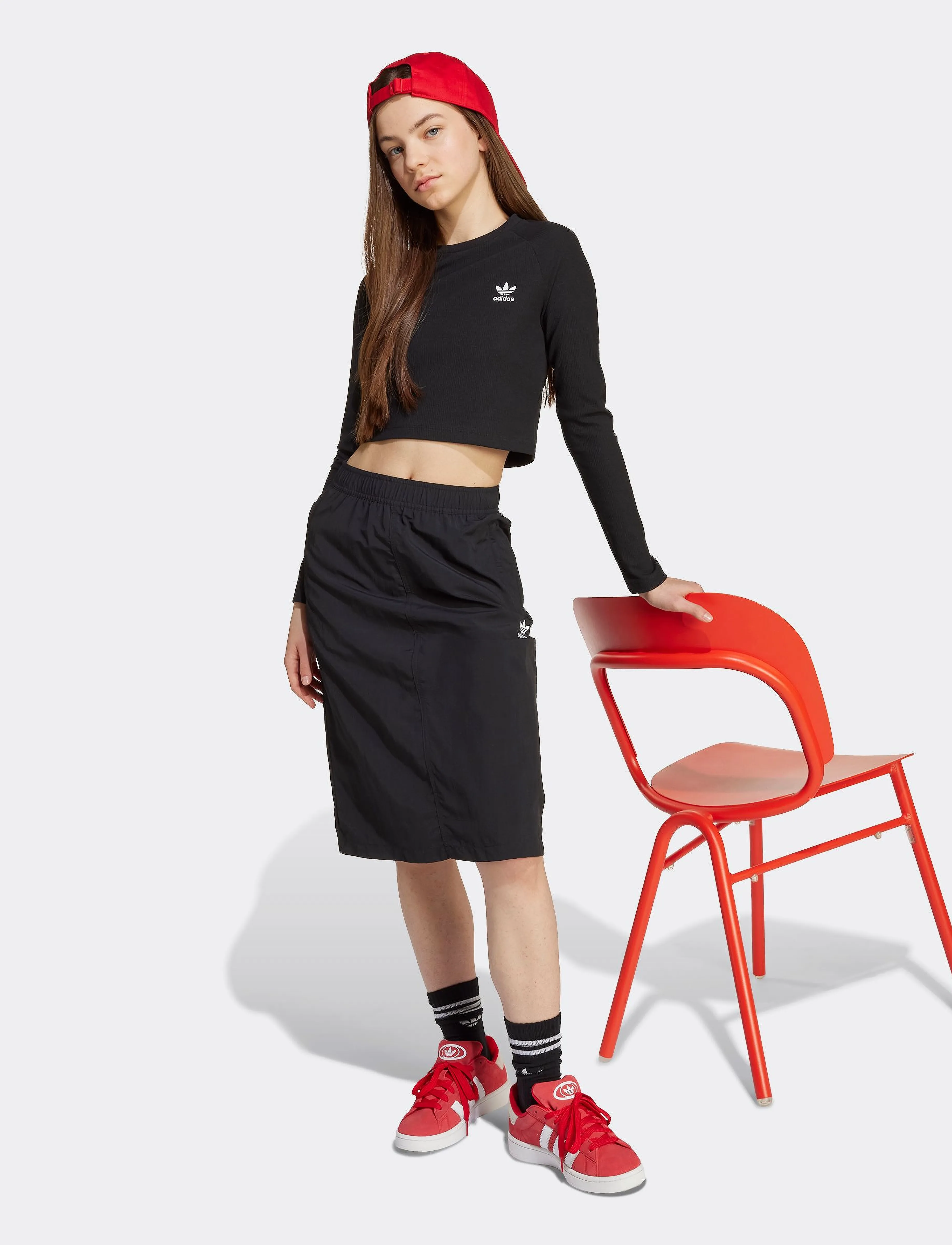 adidas Originals Rib C Ls Tee, 164, Black, T-Shirts > Langærmede T-shirts, Børn