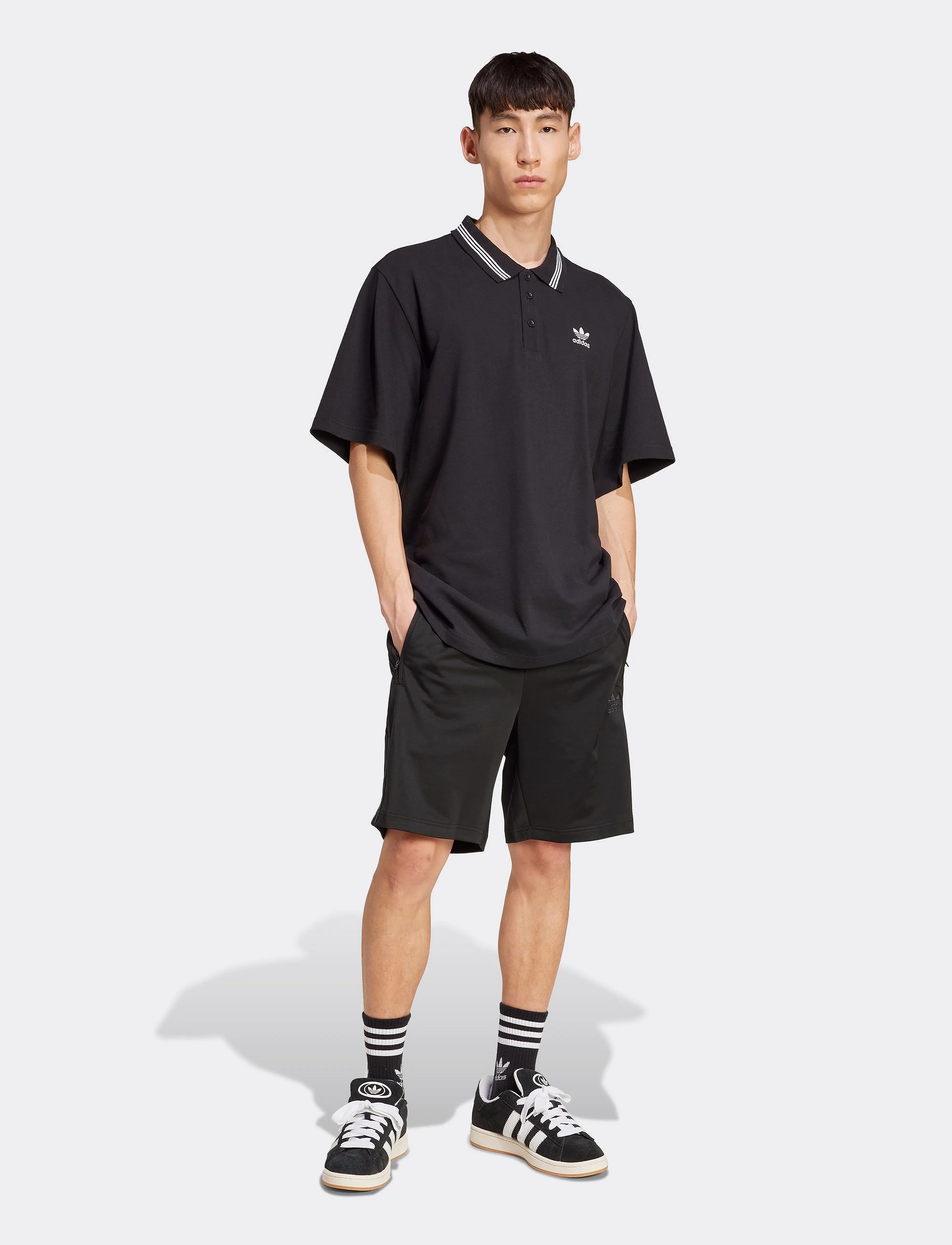 adidas Originals Loose Polo, S, Sport Polos, Schwarz - Short-sleeved Männerswear