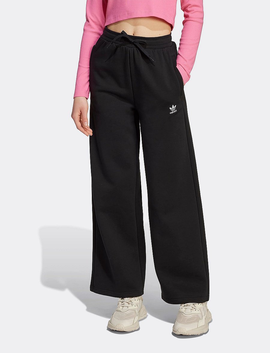 adidas Originals - WIDE LEG PANTS - sweatpants - black/white - 0