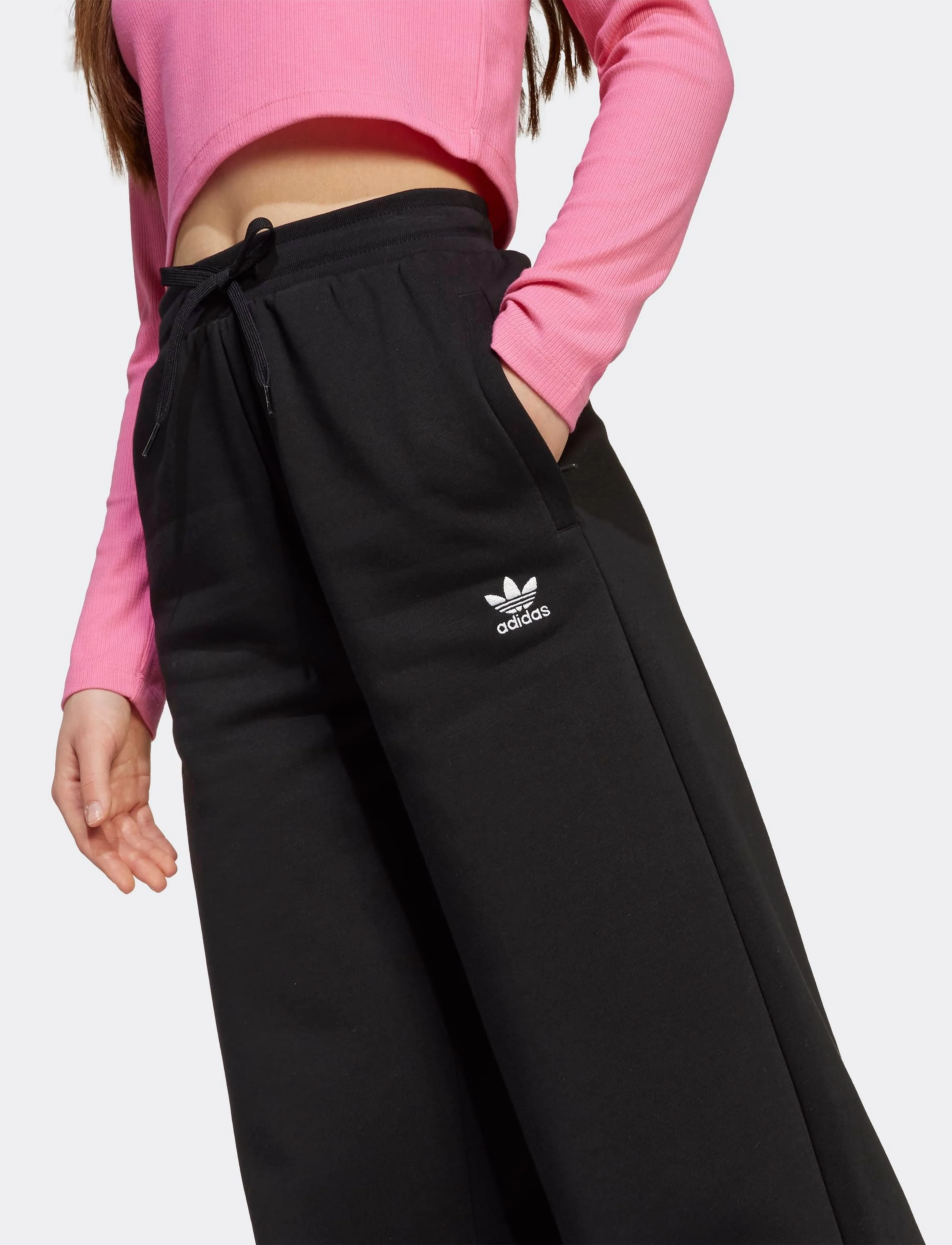 adidas Originals - WIDE LEG PANTS - sweatpants - black/white - 2