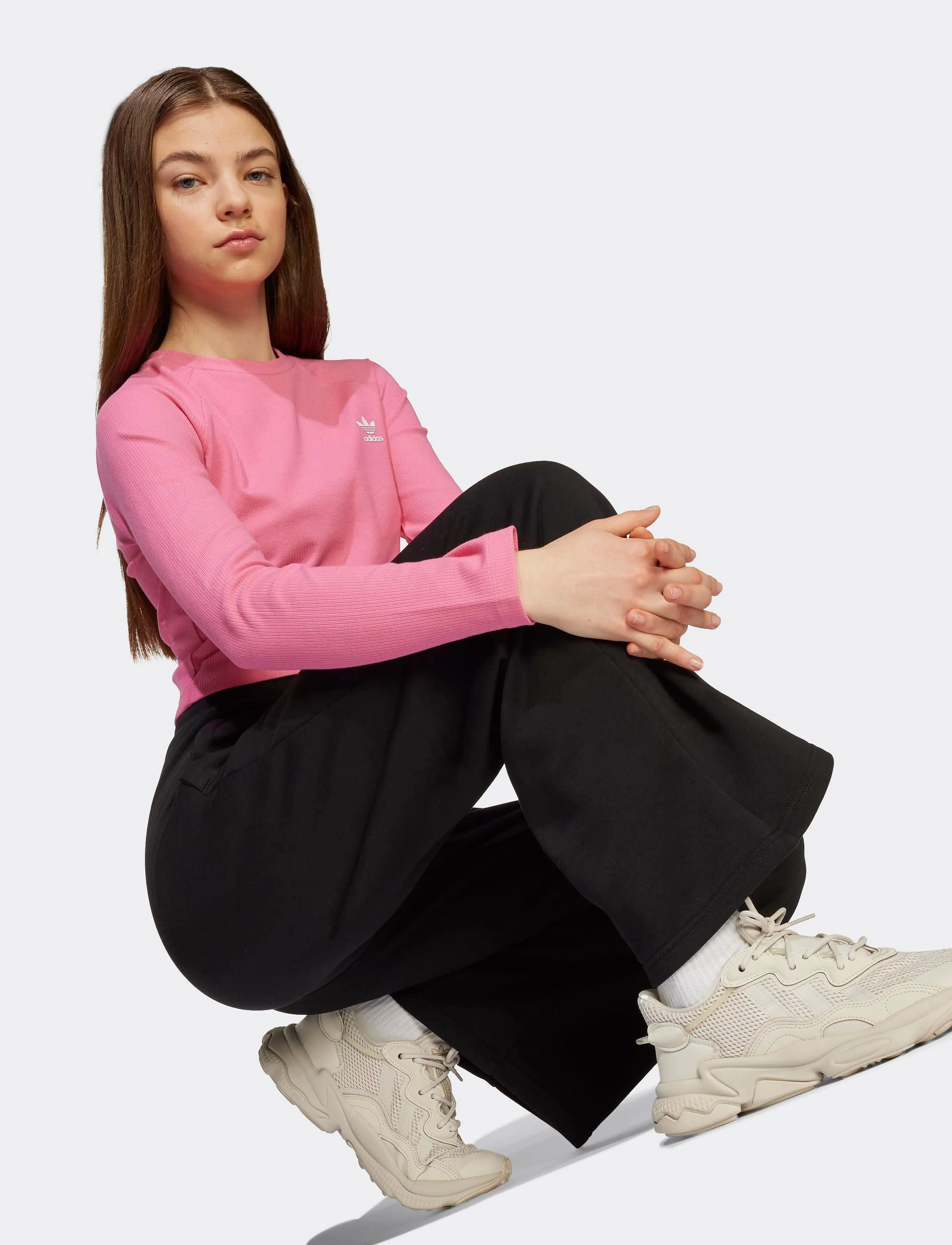 adidas Originals - WIDE LEG PANTS - sweatpants - black/white - 3
