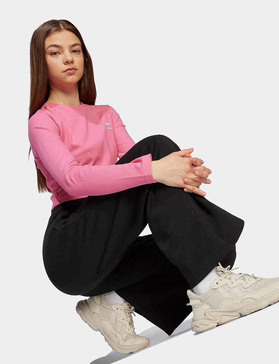 adidas Originals - WIDE LEG PANTS - sweatpants - black/white - 3