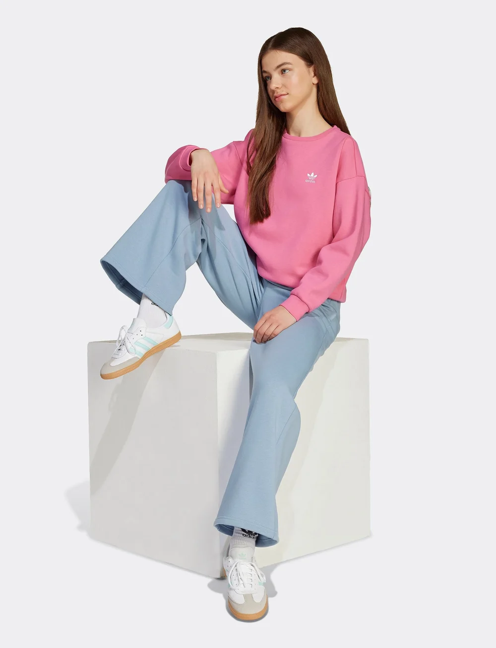 adidas Originals - WIDE LEG PANTS - sweatpants - tacblu/white - 0