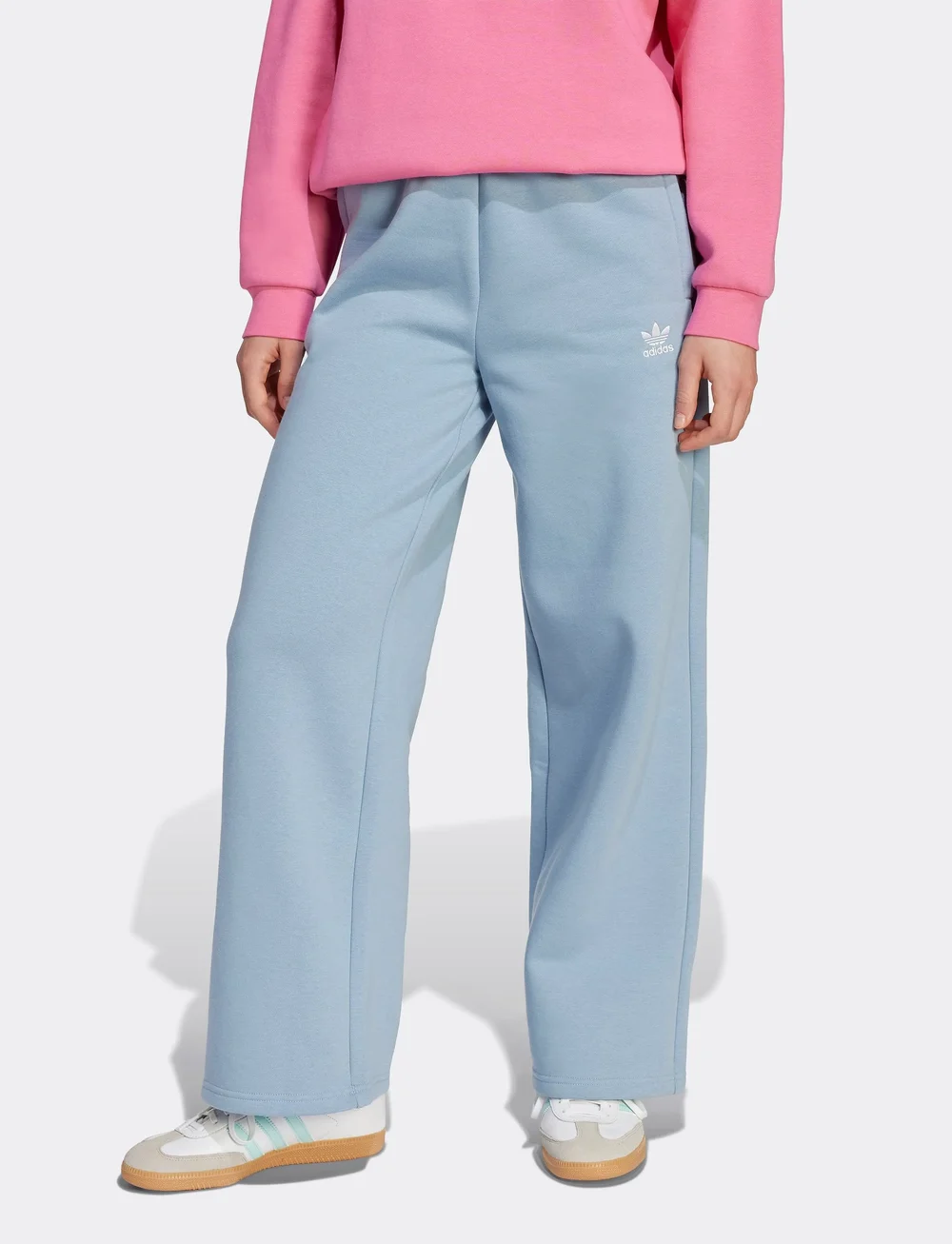 adidas Originals - WIDE LEG PANTS - sweatpants - tacblu/white - 4