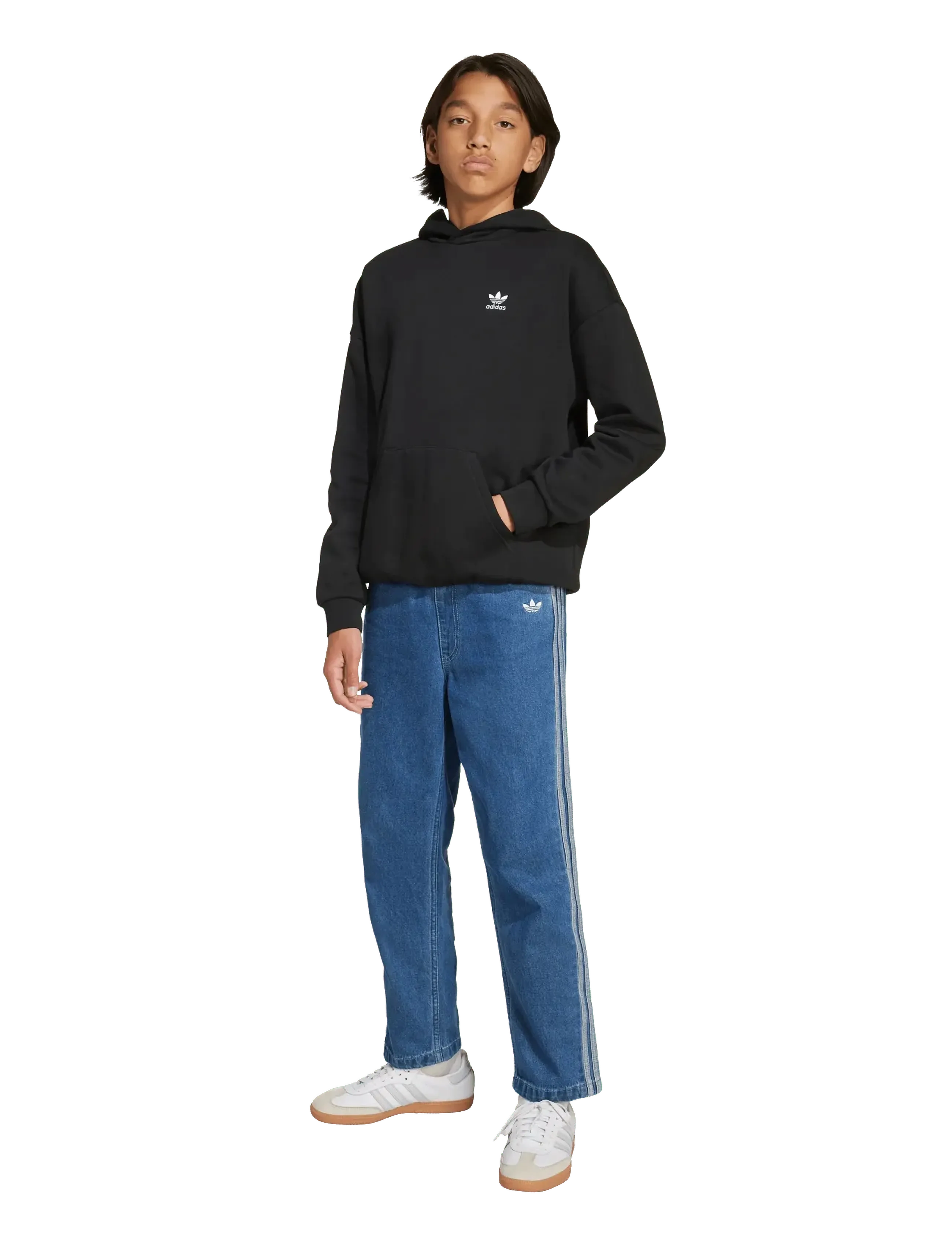 adidas Originals LOOSE HOODIE FL - Sweatshirts & Hoodies - BLACK/WHITE / black