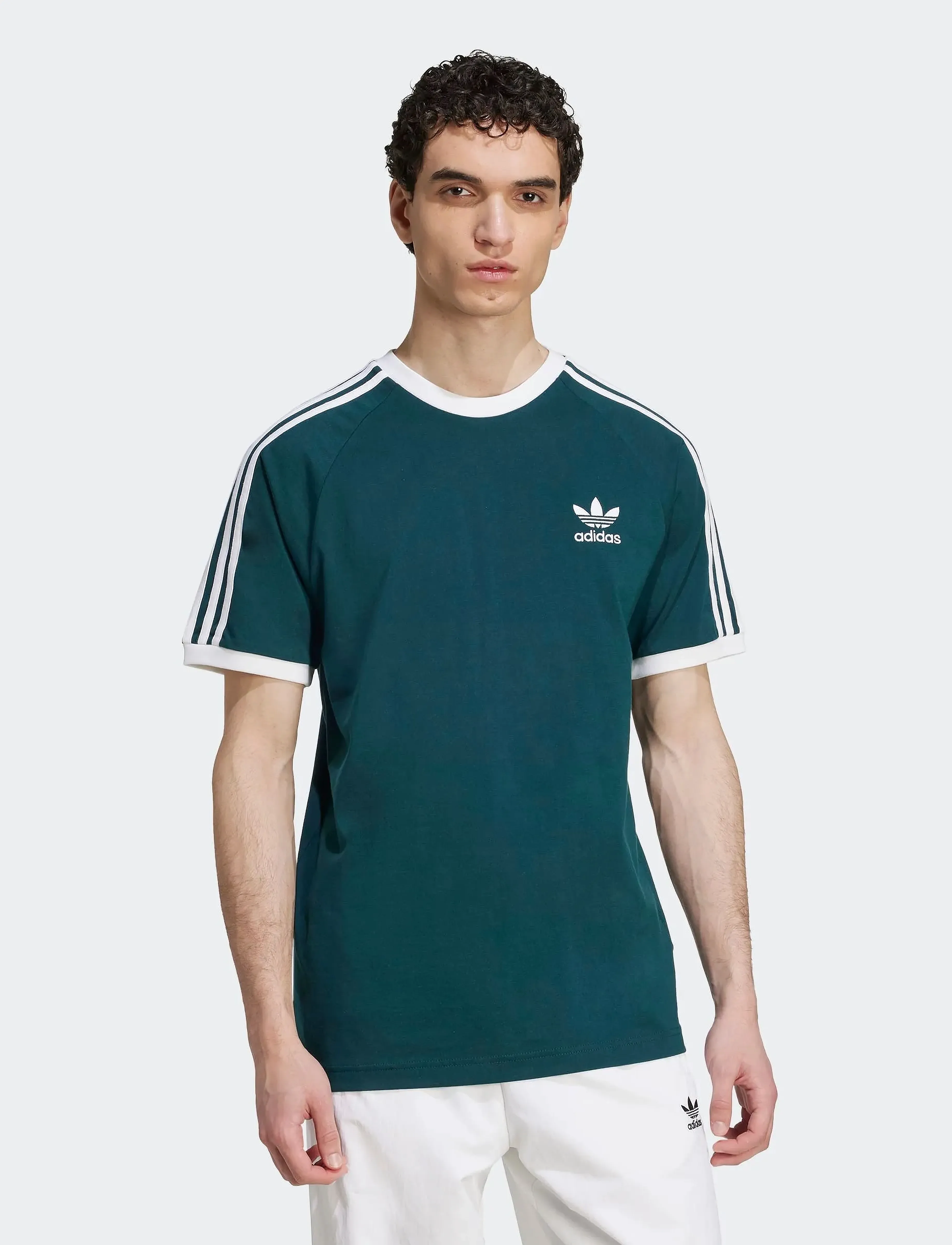 adidas Originals 3-STRIPES TEE - T-Shirts - AURIVY/WHITE / green