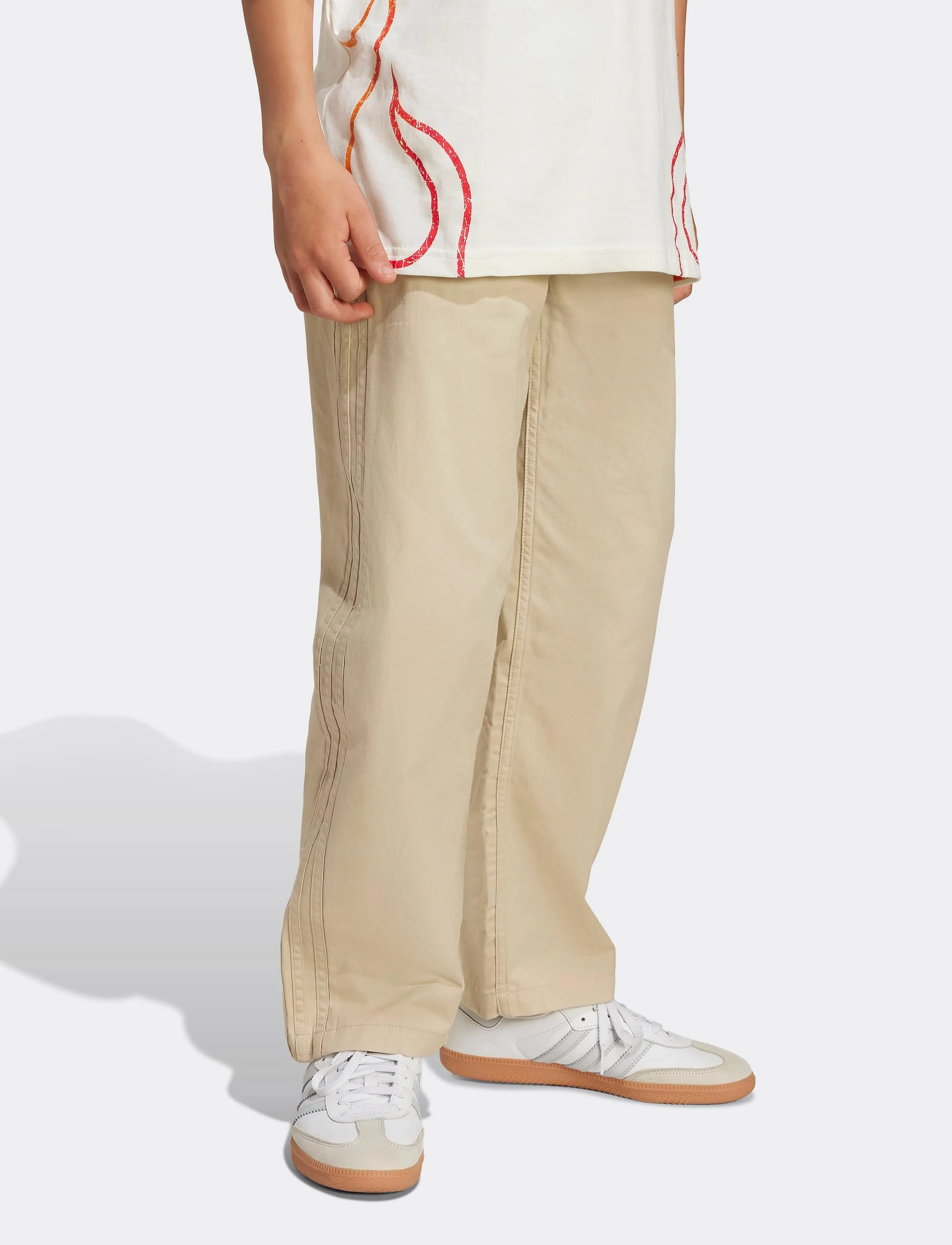 adidas Originals Twill Pants, Børn, Højtaljede Twill Bukser, Beige, Str: 128