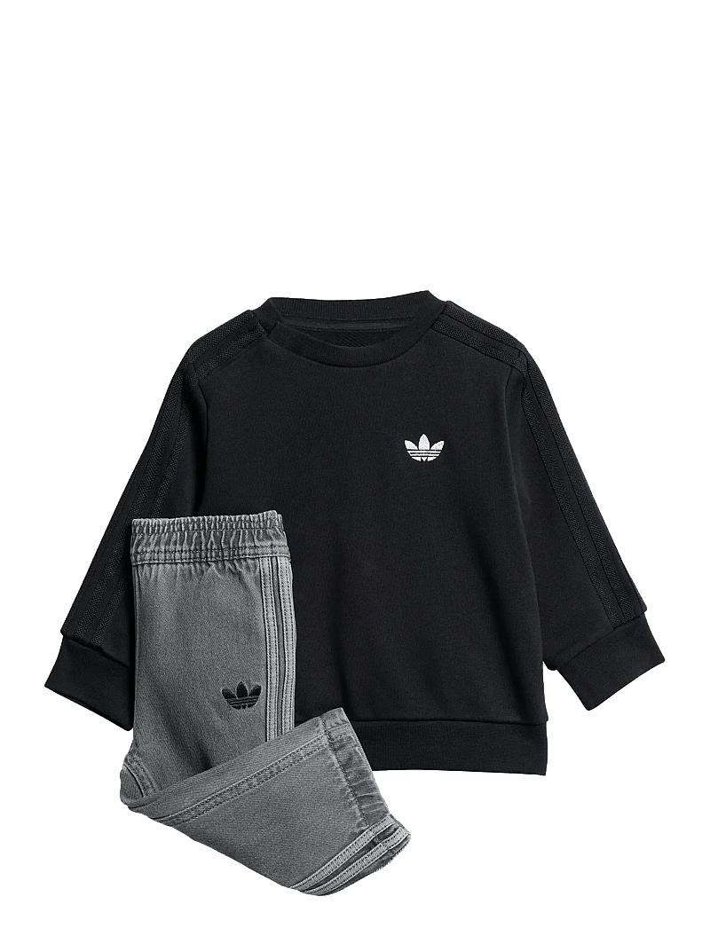 adidas Originals - DENIM CREW SET - treniņtērpi un divdaļīgi komplekti - black/lghden - 0