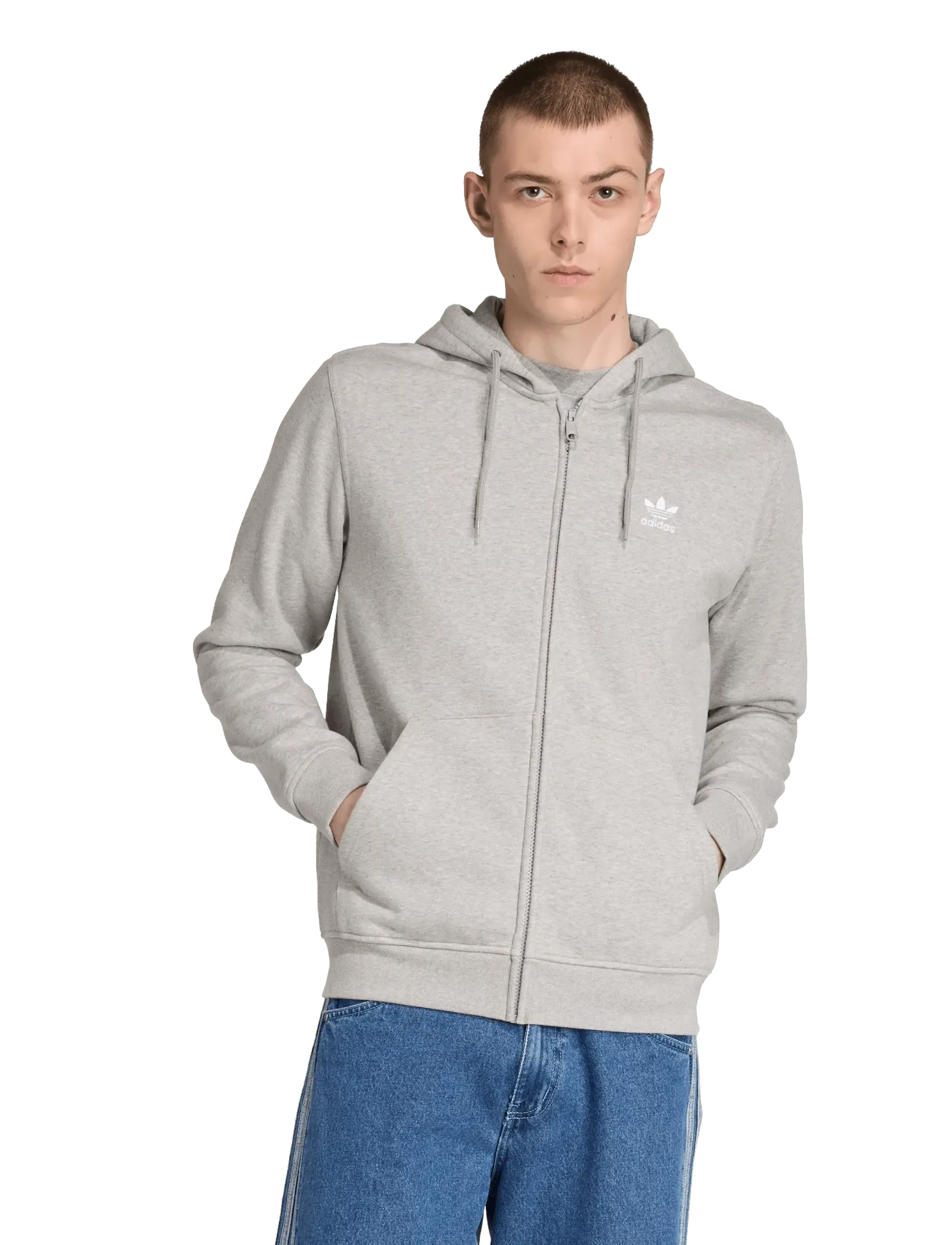 adidas Originals ESS FZ HD - Sweatshirts - MGREYH/WHITE / grey