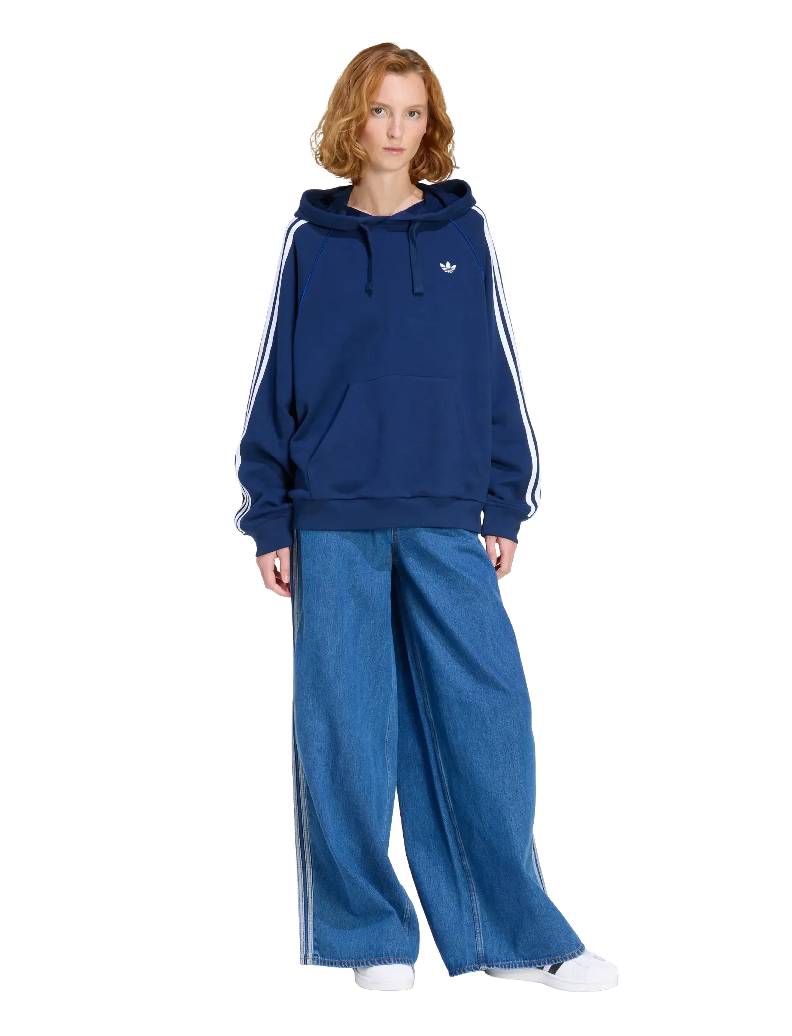 adidas Originals Firebird Tp D, Kvinder, Stribede Wide Leg Jeans, Blå, Str: 25 x 32