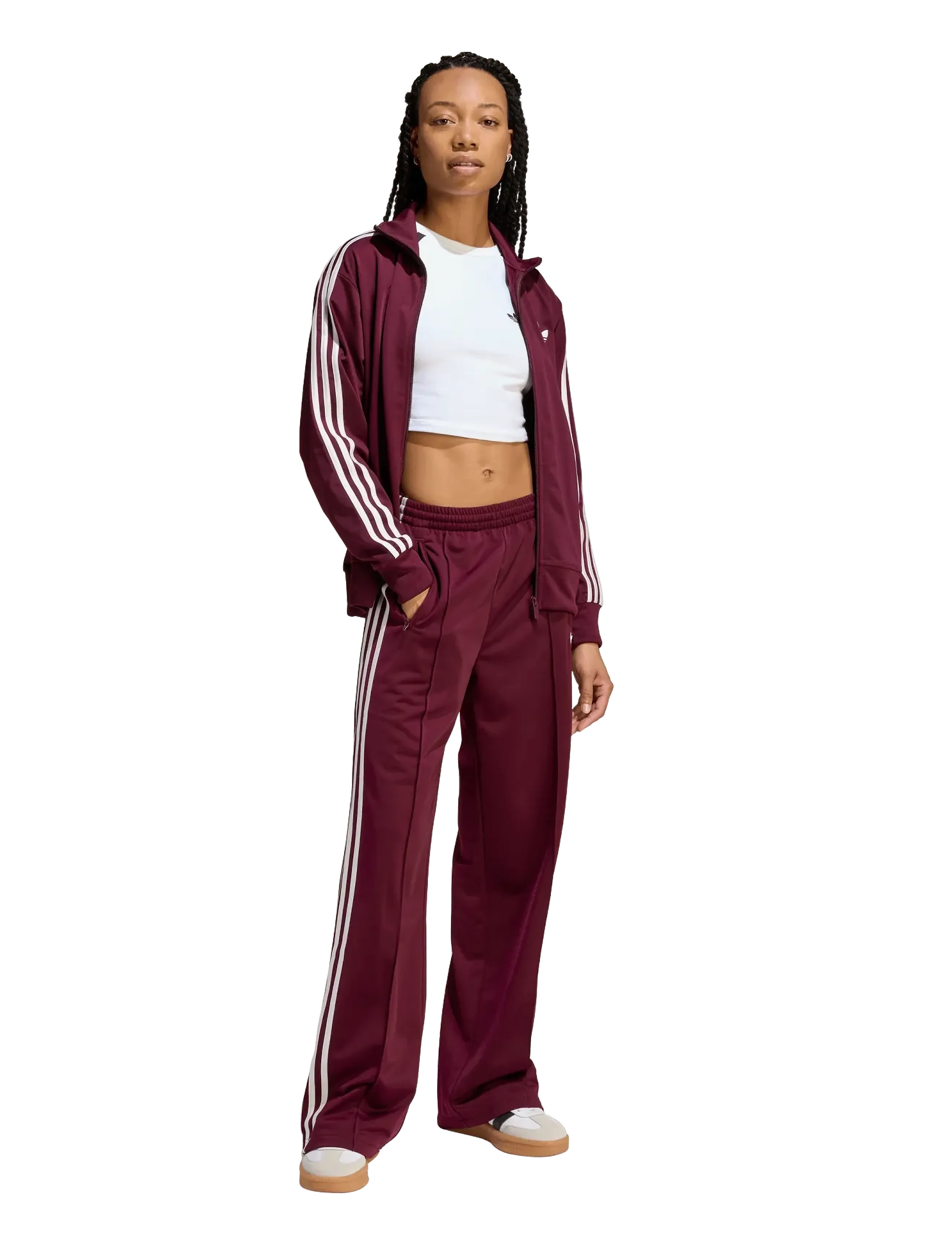 adidas Originals FB LOOSE TP - Püksid - MAROON/OWHITE / burgundy