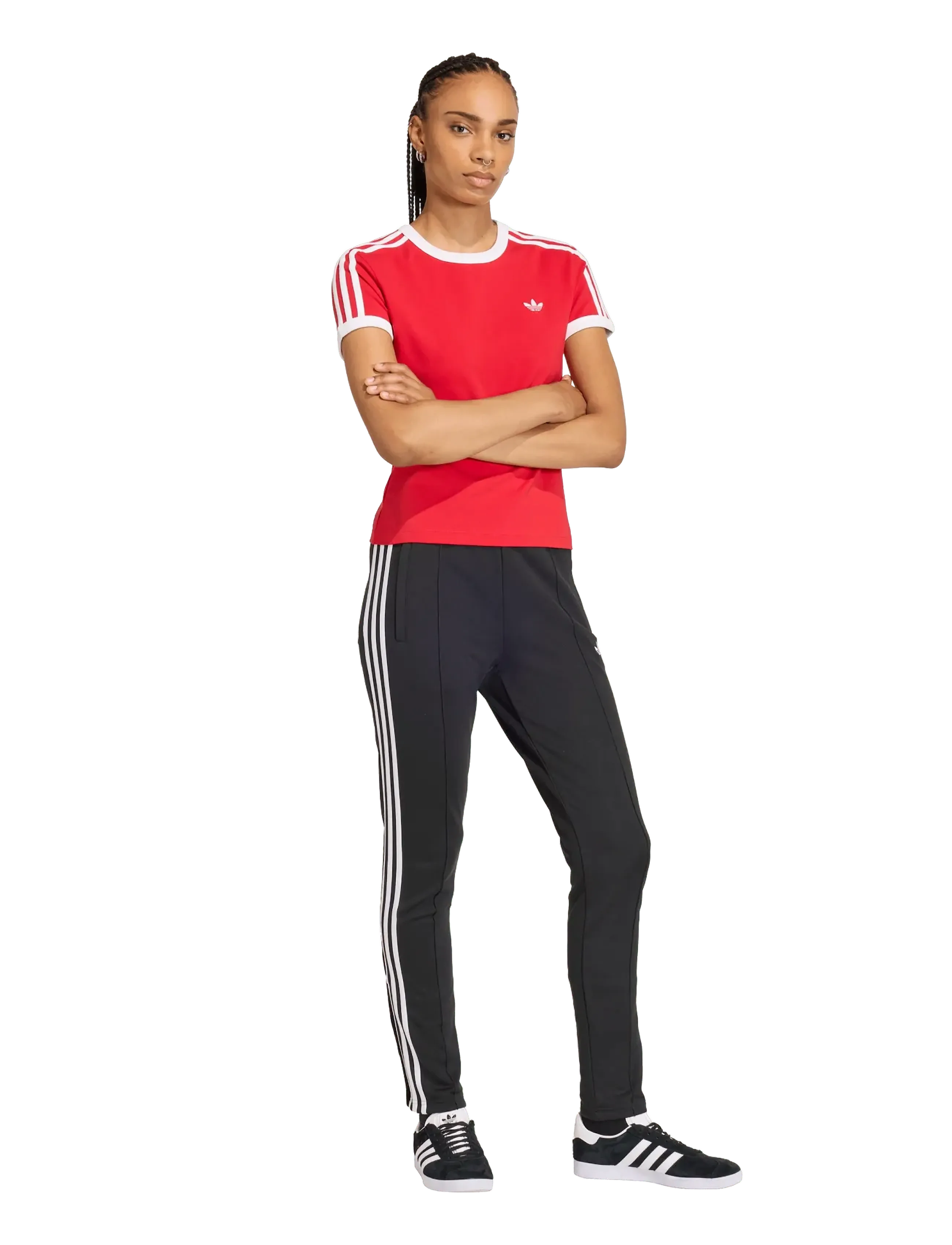 adidas Originals 3S Tee Slim, XS, Rot, Frauen