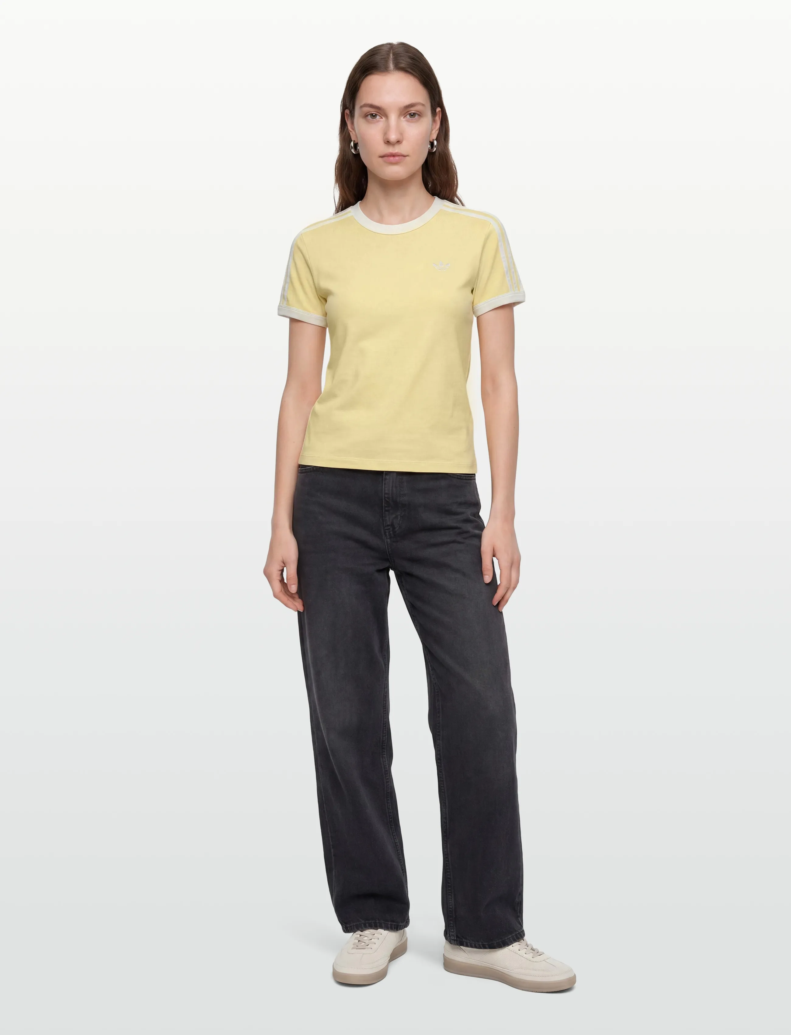 adidas Originals 3S Tee Slim, S, Gelb, Frauen