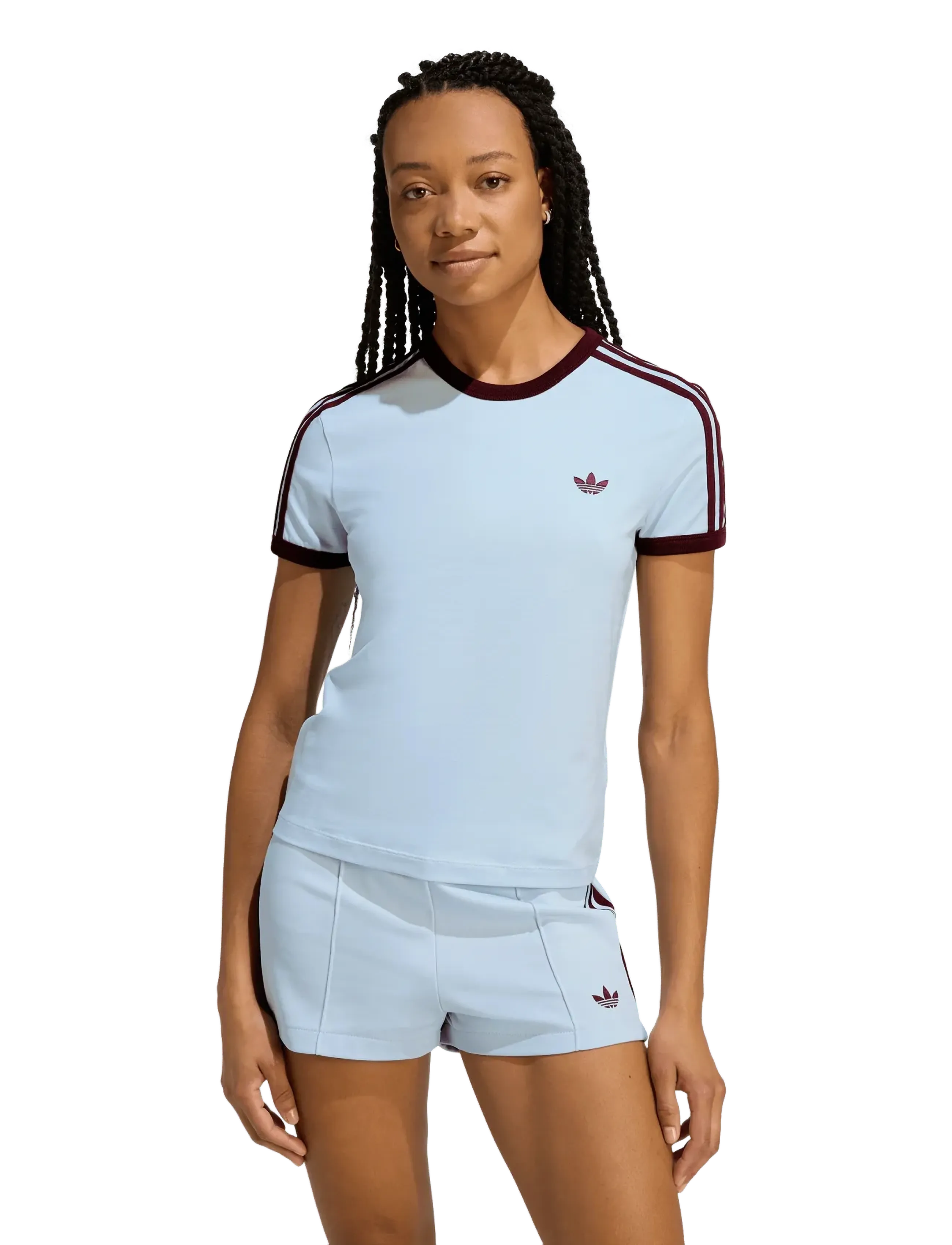 adidas Originals - 3S TEE SLIM - t-shirts - crsk/maroon - 2