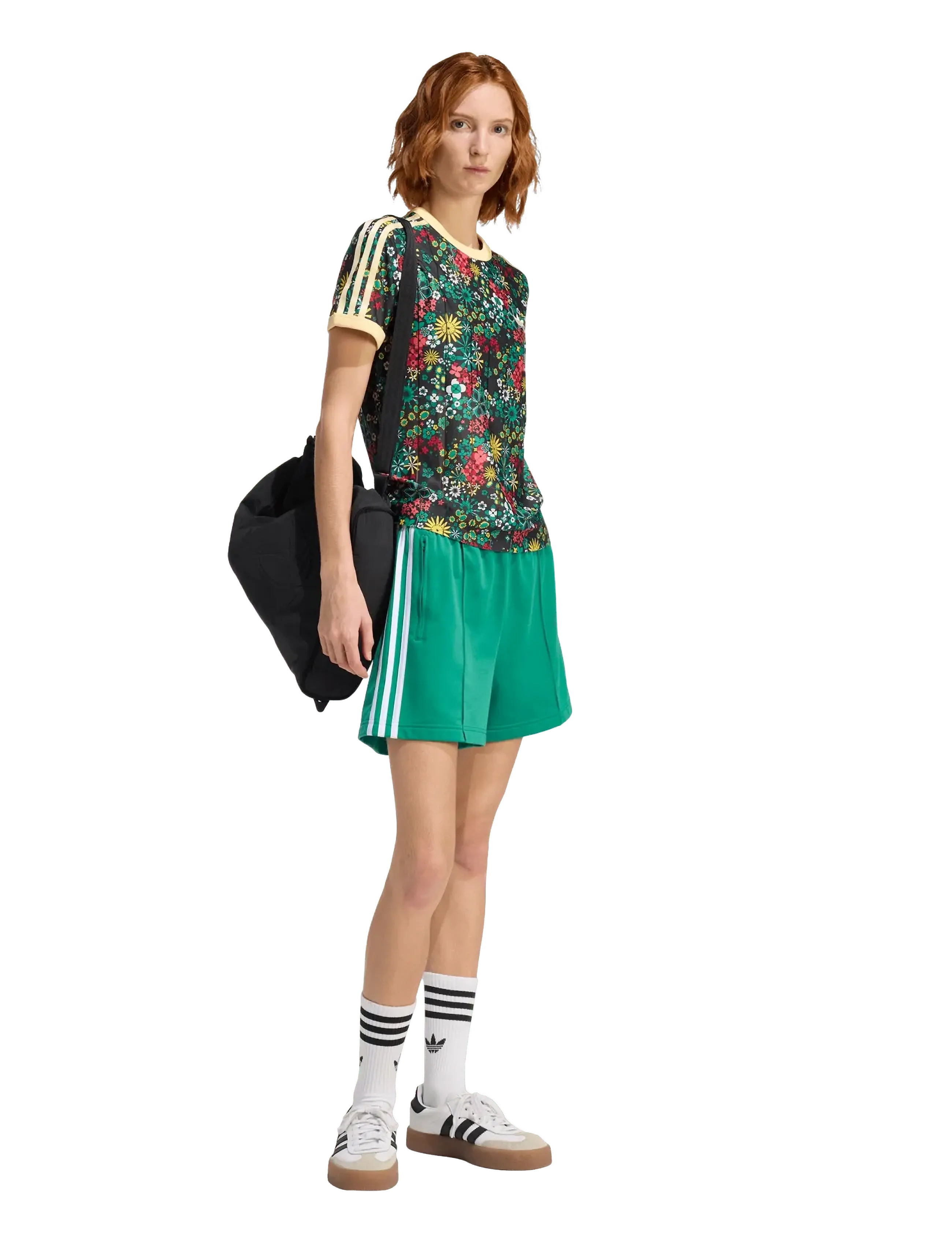 adidas Originals 3S TEE SLIM - T-Shirts - BLACK/BGREEN/CGREEN/E / multi