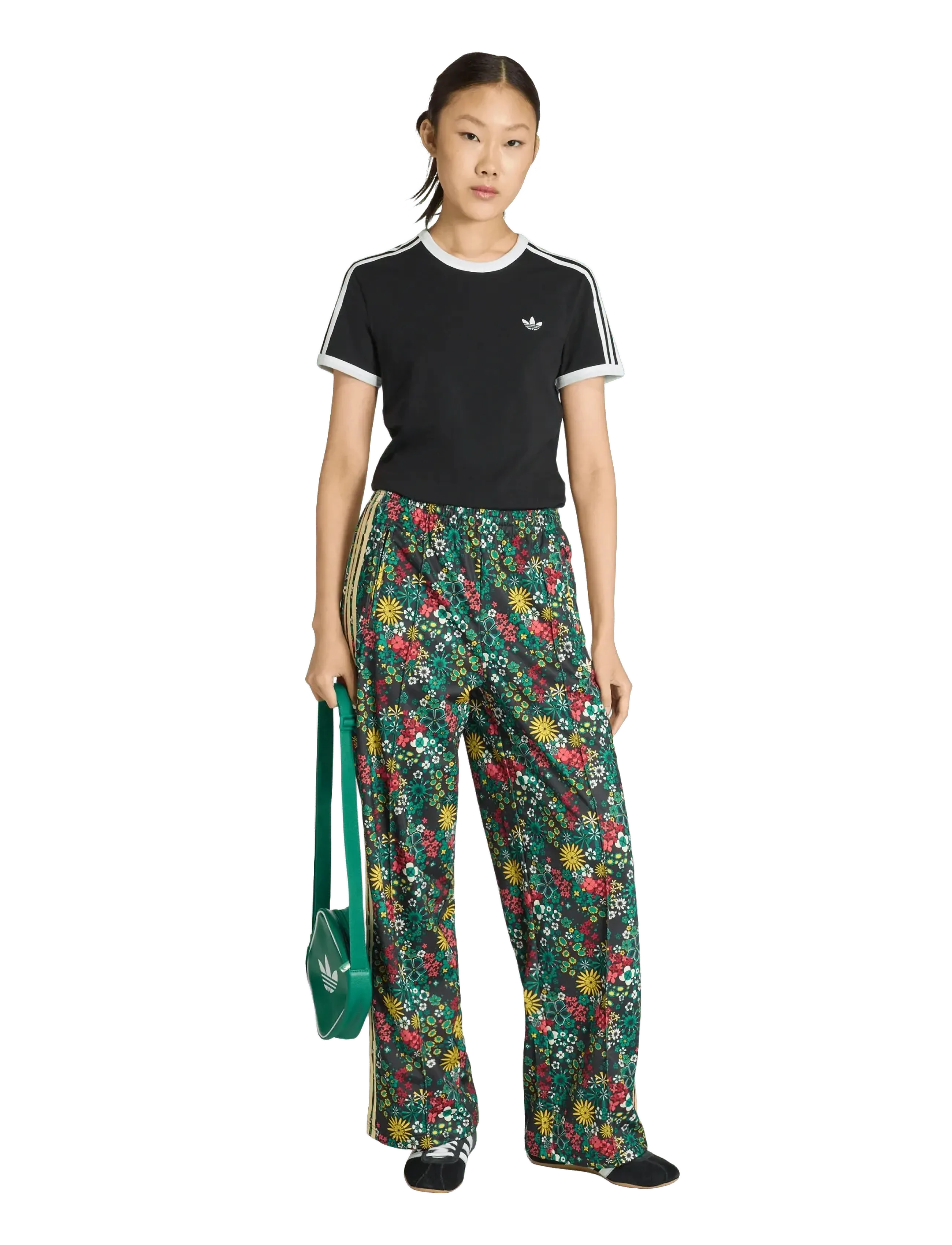 adidas Originals FB LOOSE TP - Joggingbukser - BLACK/BGREEN/CGREEN/E / multi