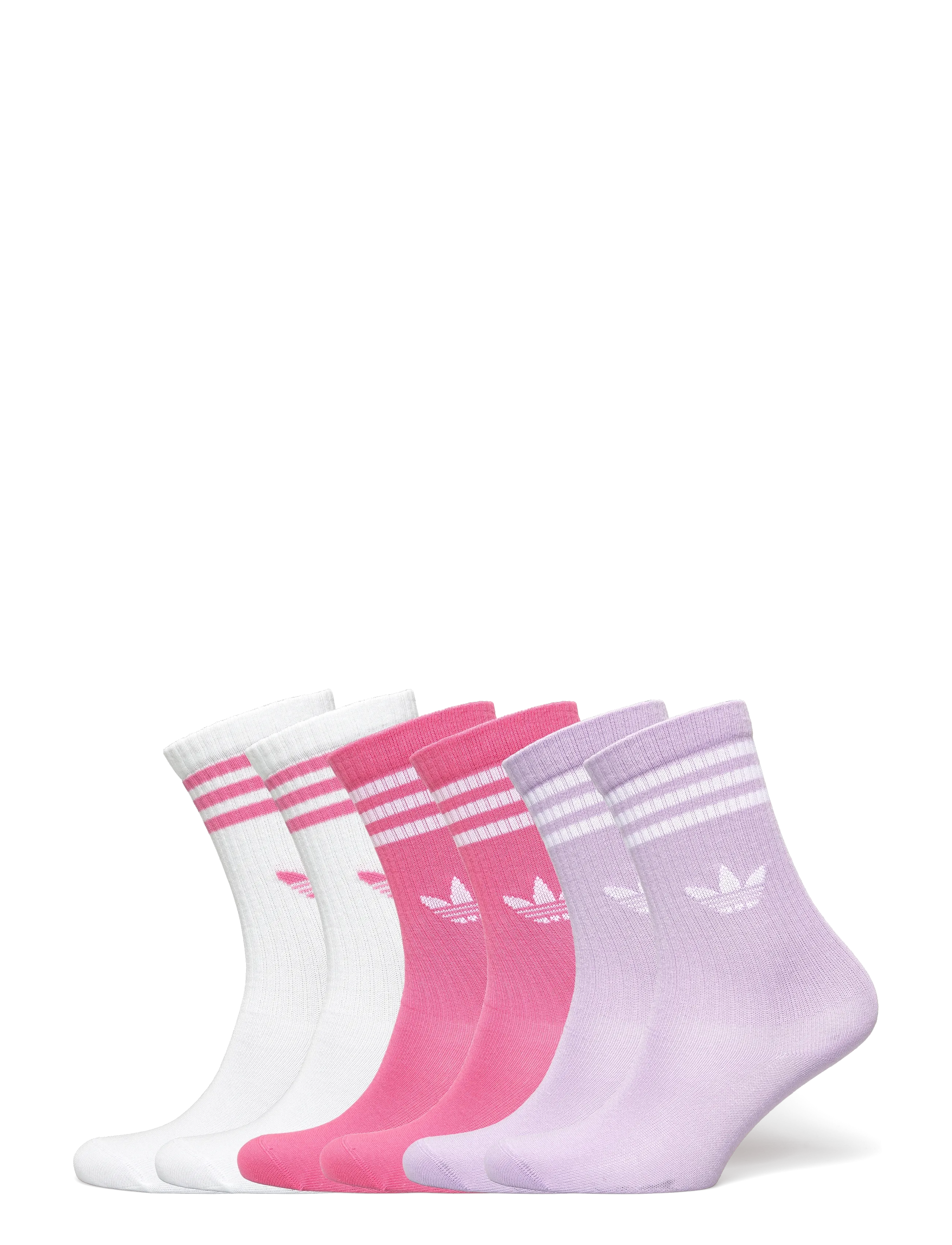 adidas Originals 3S CREW S 6P K - Strumpor & Tights - WHITE/PNKFUS/POPLME / multi