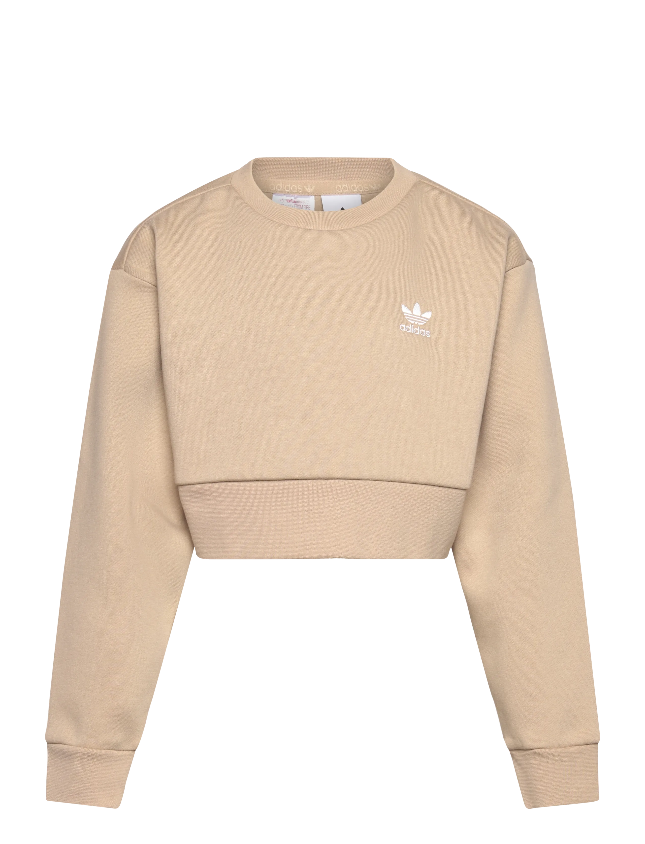 adidas Originals Boxy Crew, Børn, Kort Crew Neck Sweatshirt, Beige, Str: 128
