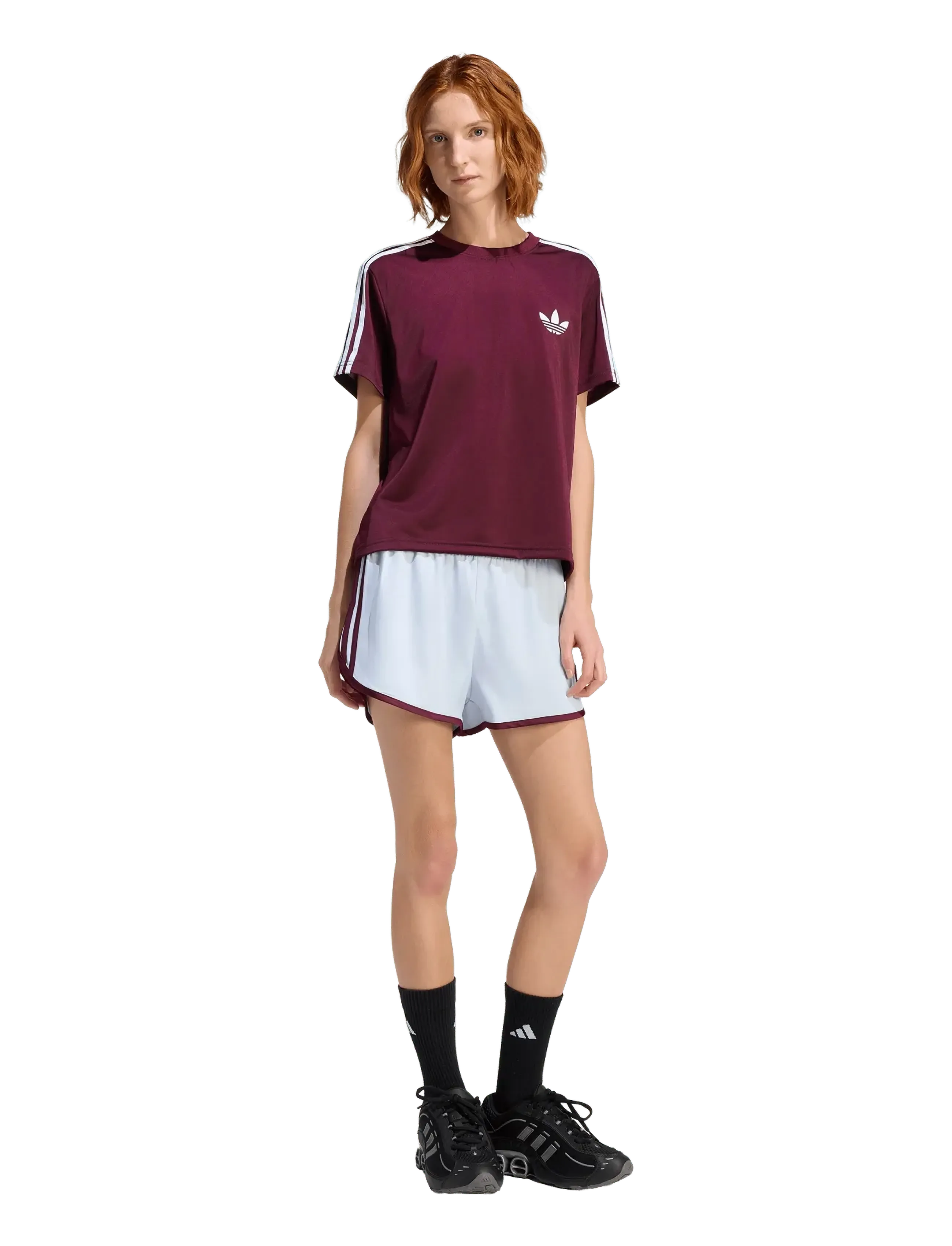 adidas Originals 3S SPRNTR SHORT - adidas Originals - CRSK/MAROON / white
