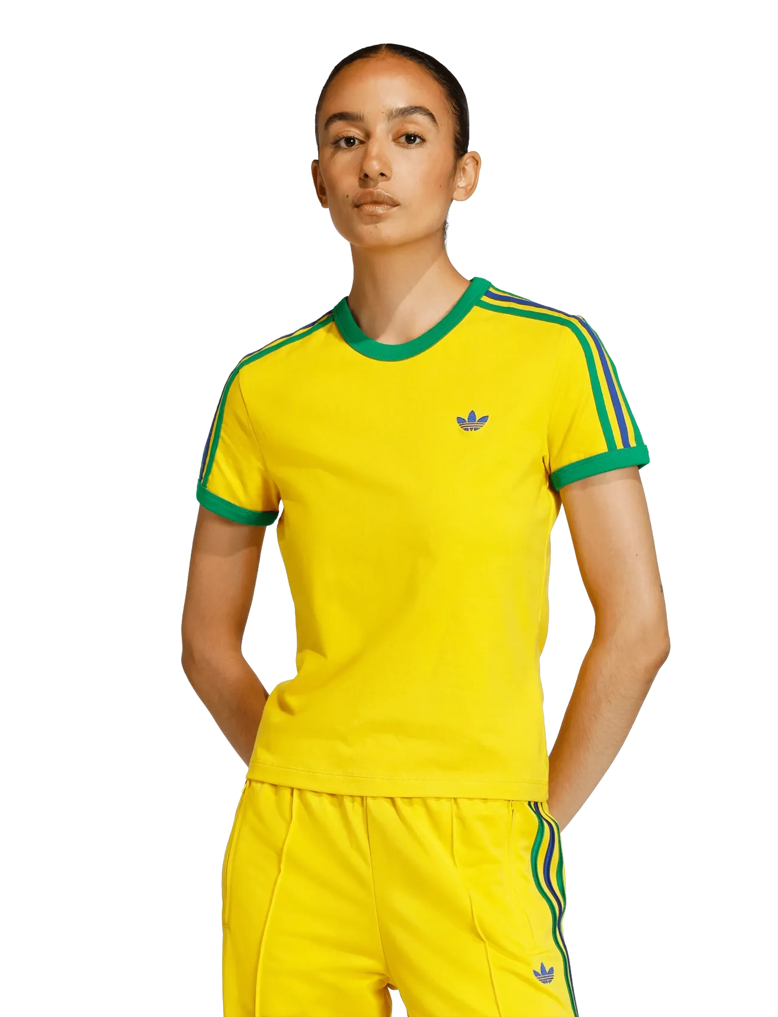adidas Originals - 3S TEE SLIM - t-shirts - eqtyel/green/croyal - 3