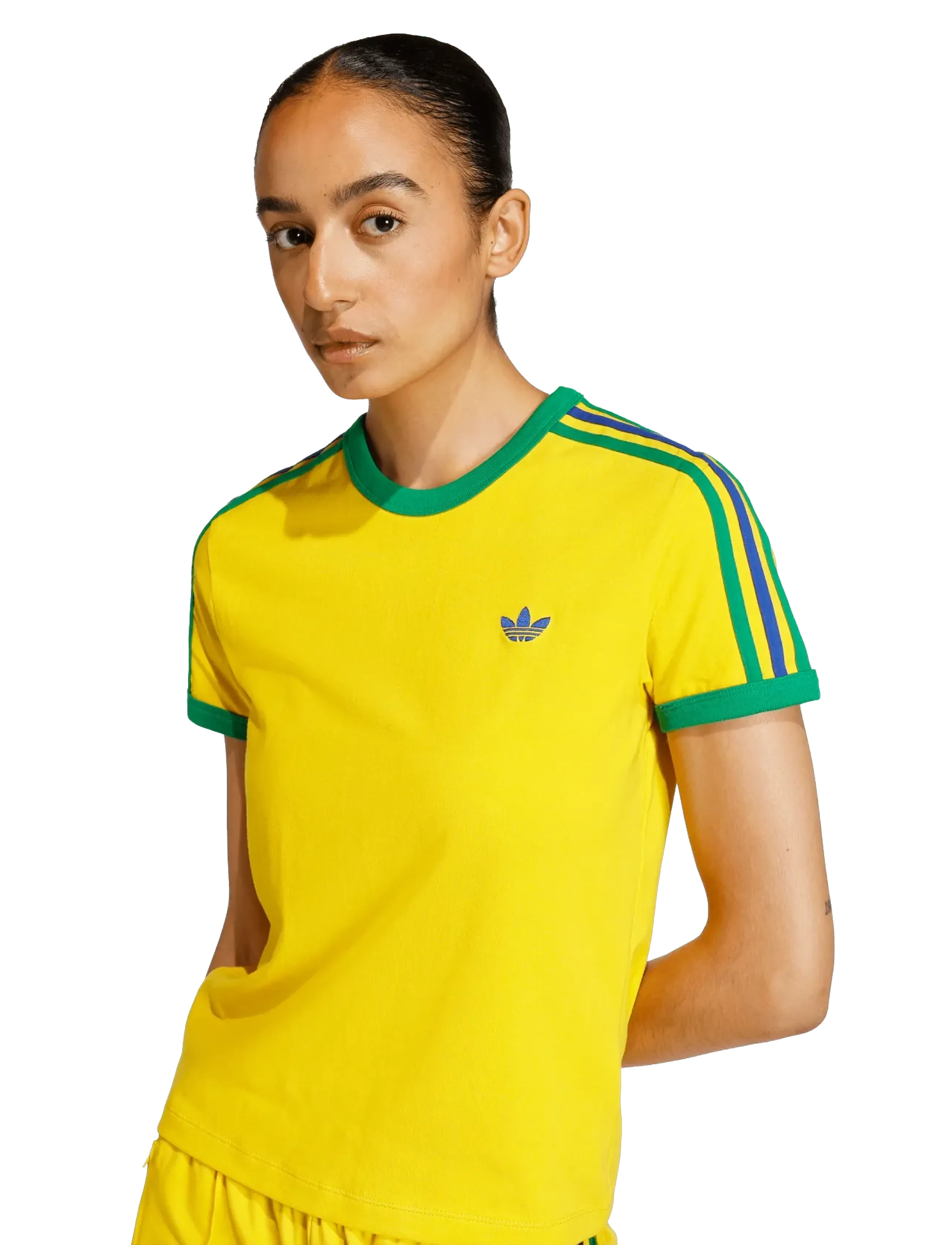 adidas Originals - 3S TEE SLIM - t-shirts - eqtyel/green/croyal - 4