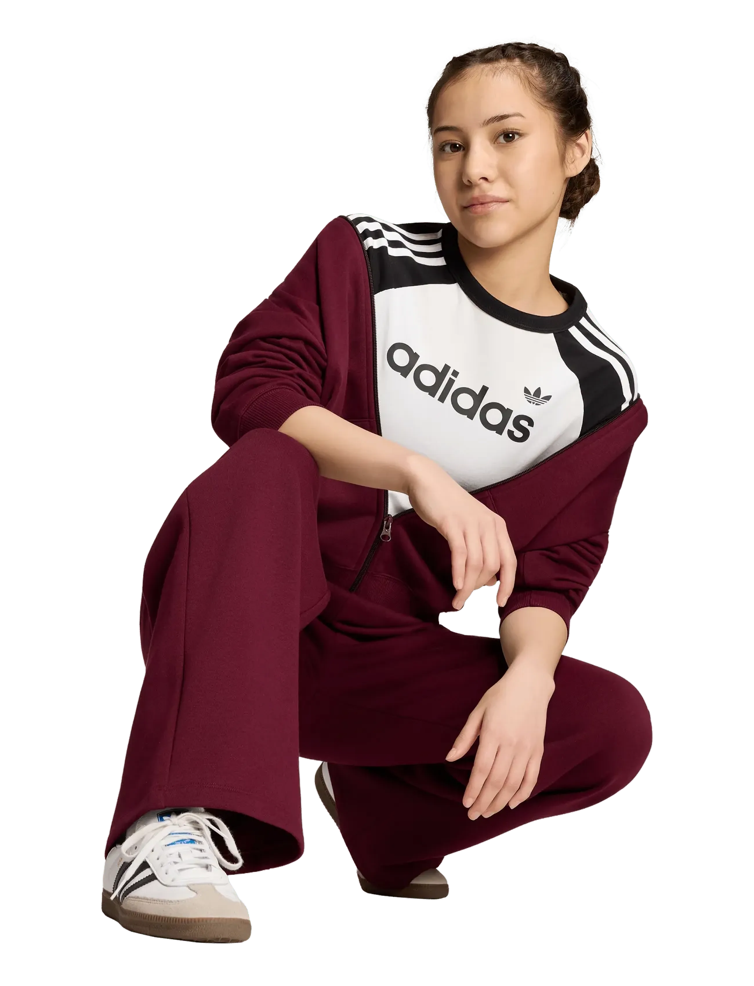 adidas Originals Wide Leg Pants, Børn, Wide Leg Bukser, Bordeaux, Str: 128