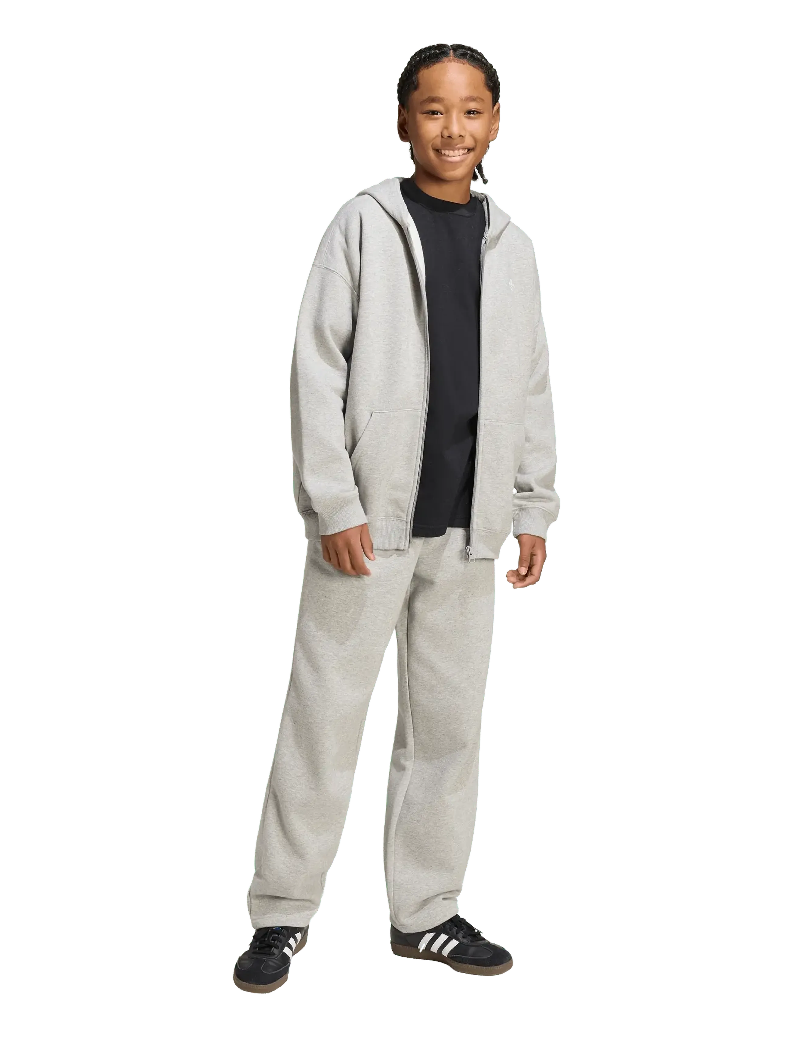 adidas Originals Full Zip Hoodie, Børn, Hættetrøje Med Fuld Lynlås, Grå, Str: 164