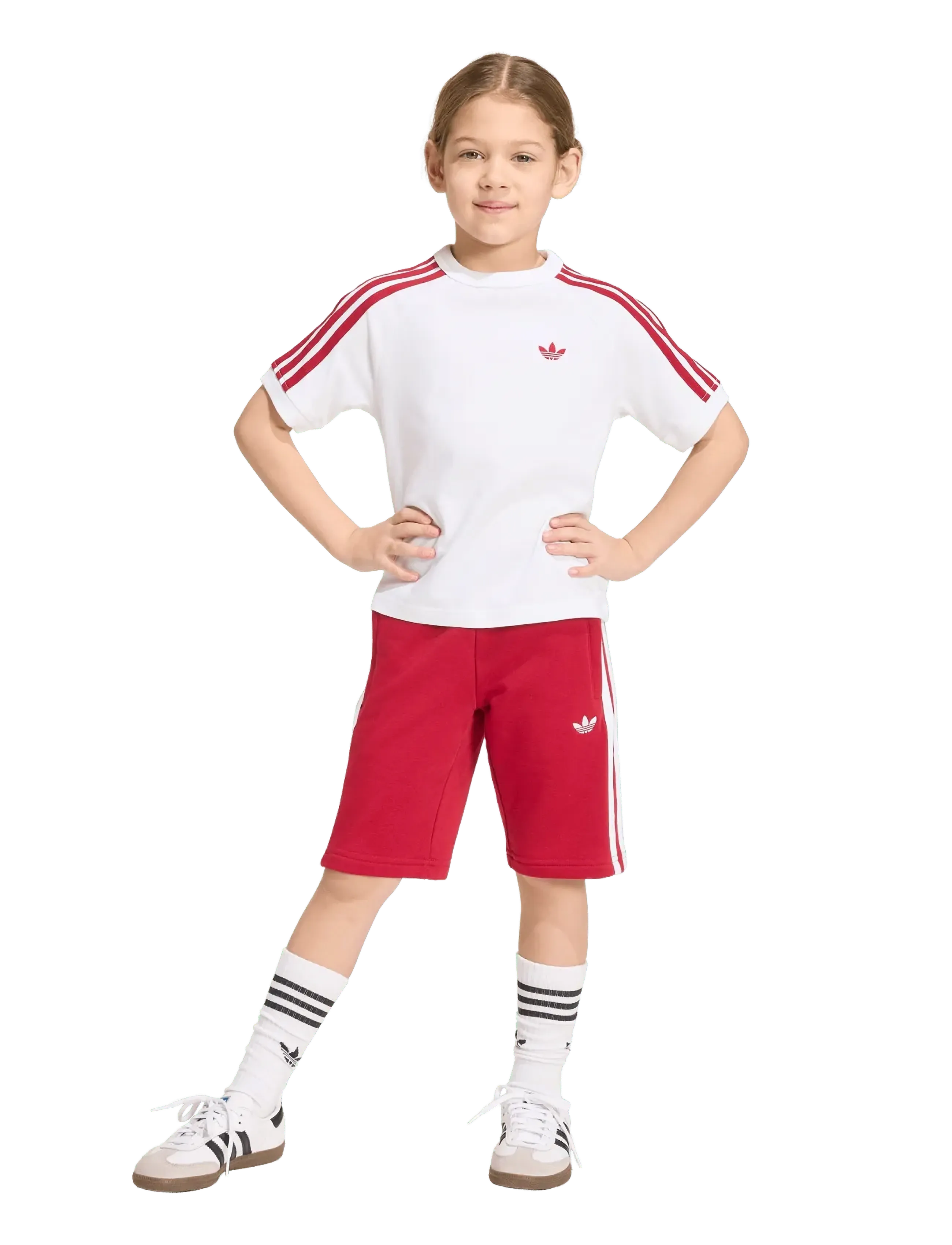 adidas Originals 3 Stripe Sts, 122, Sets, Weiß - Sets With Short-sleeved T-shirt, Kinder