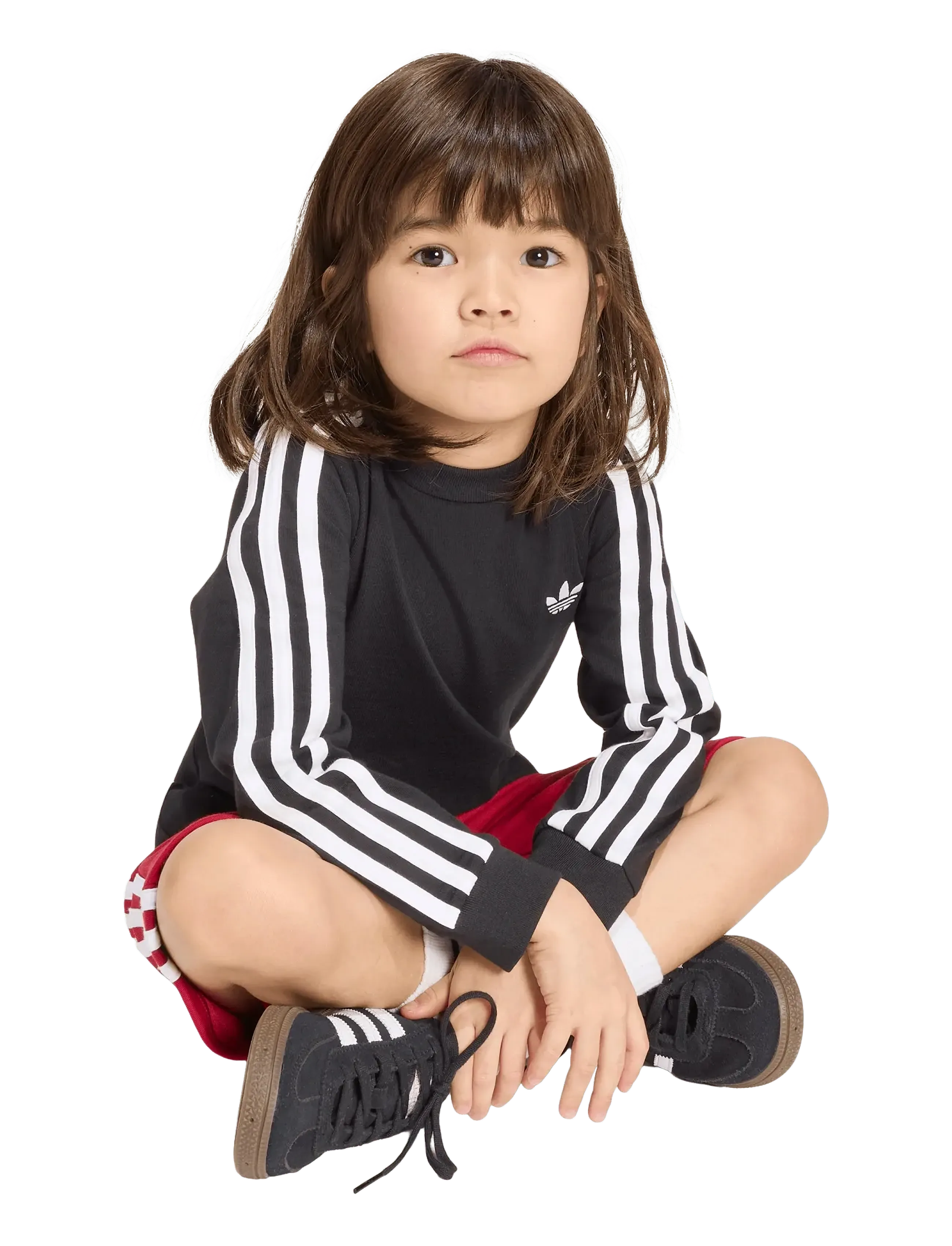 adidas Originals 3 Stripe Ls, 122, T-shirts, Schwarz - Long-sleeved Kinder