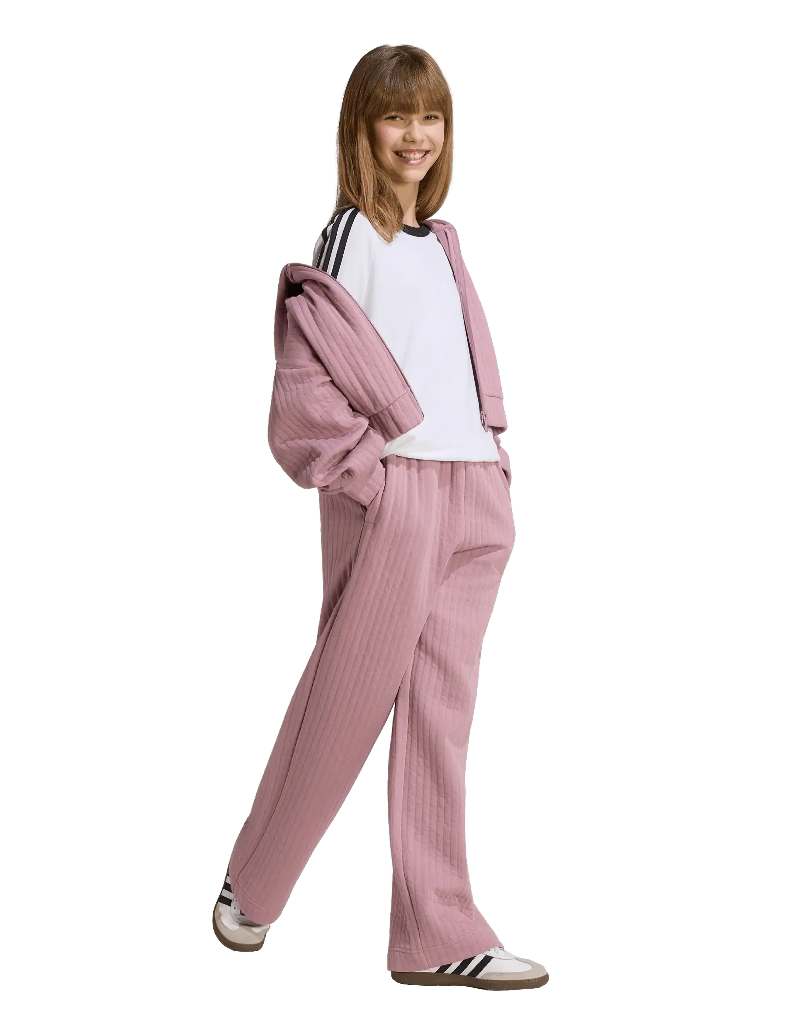 adidas Originals Lo Zip Hoodie, Børn, Kort Quiltet Lynlås Hoodie, Pink, Str: 170