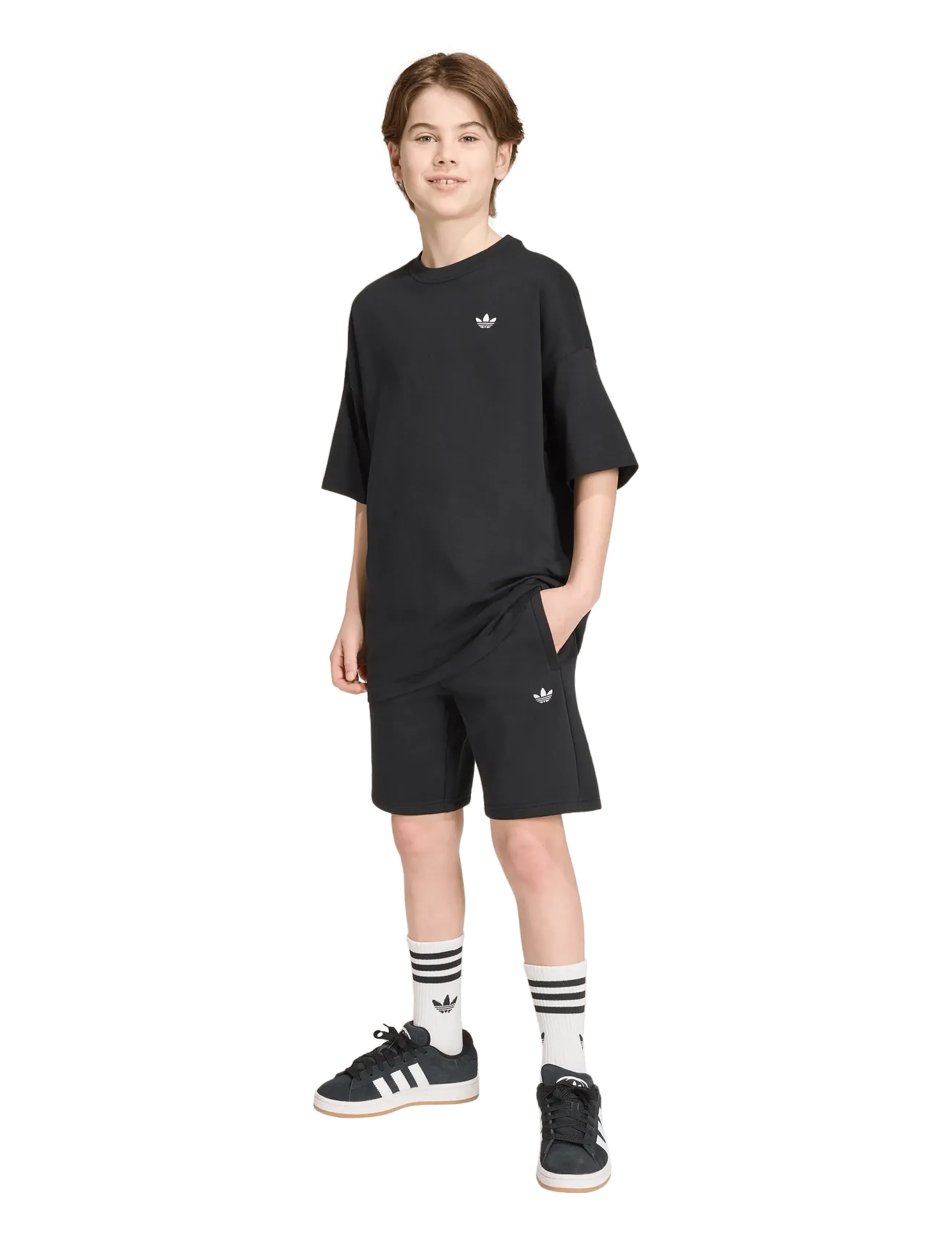 adidas Originals Shorts Tee Set, 128, Black, Sæt > Sæt Med Kortærmet T-Shirt, Børn