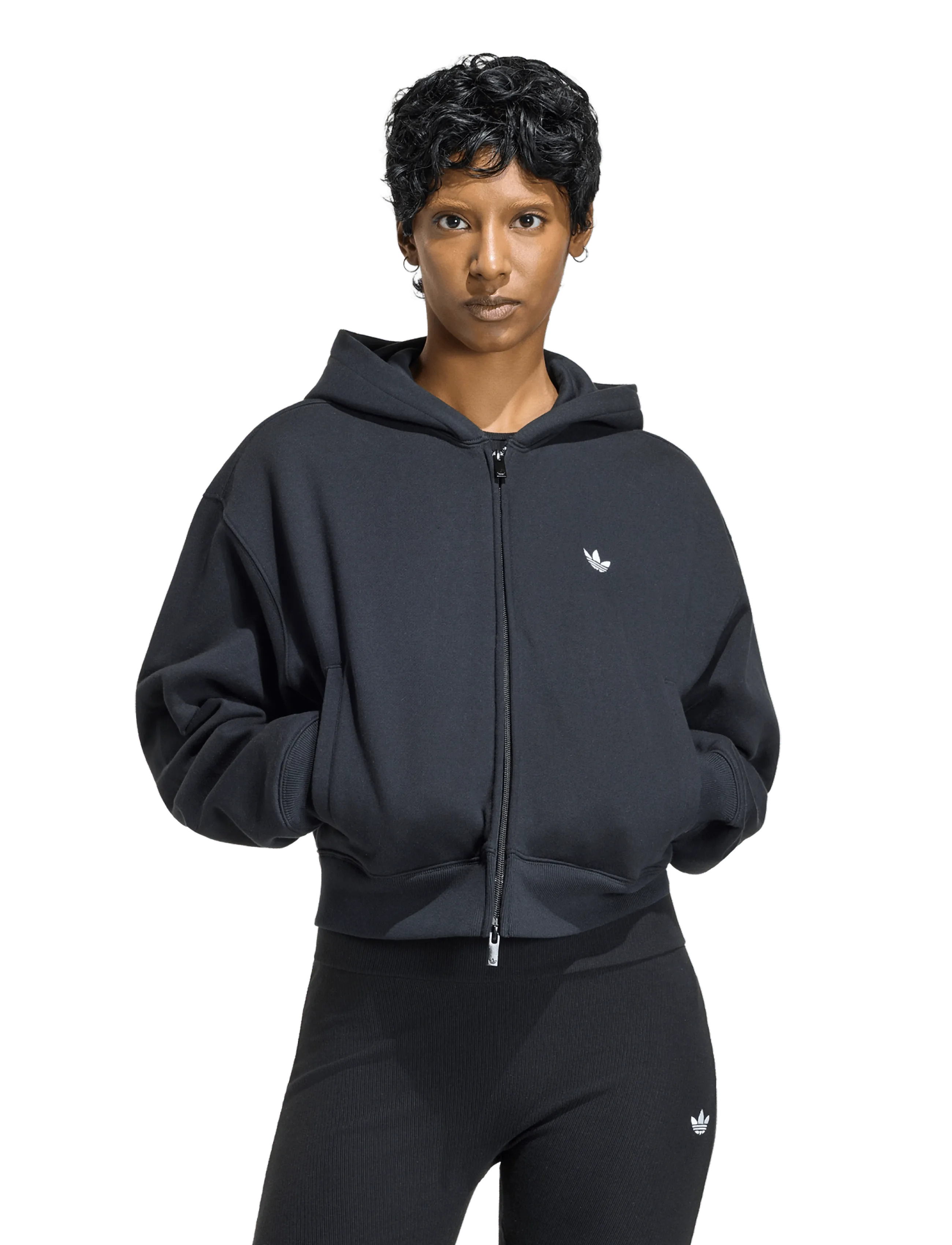adidas Originals ESS FL CP FZ HD - adidas Originals - BLACK / black