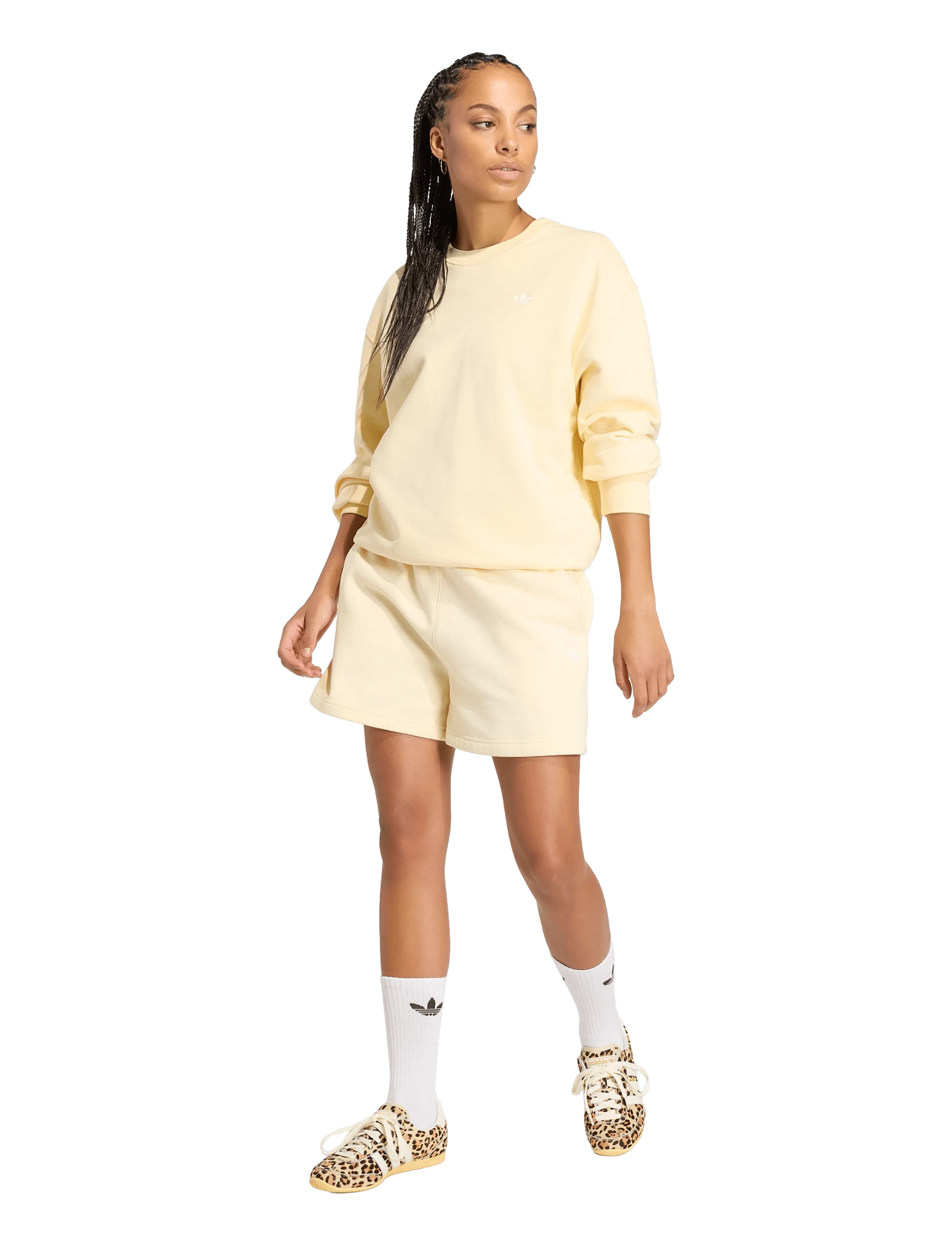 adidas Originals Ess Fl Shorts, Damen, Fleece Shorts, Creme, Gr.S