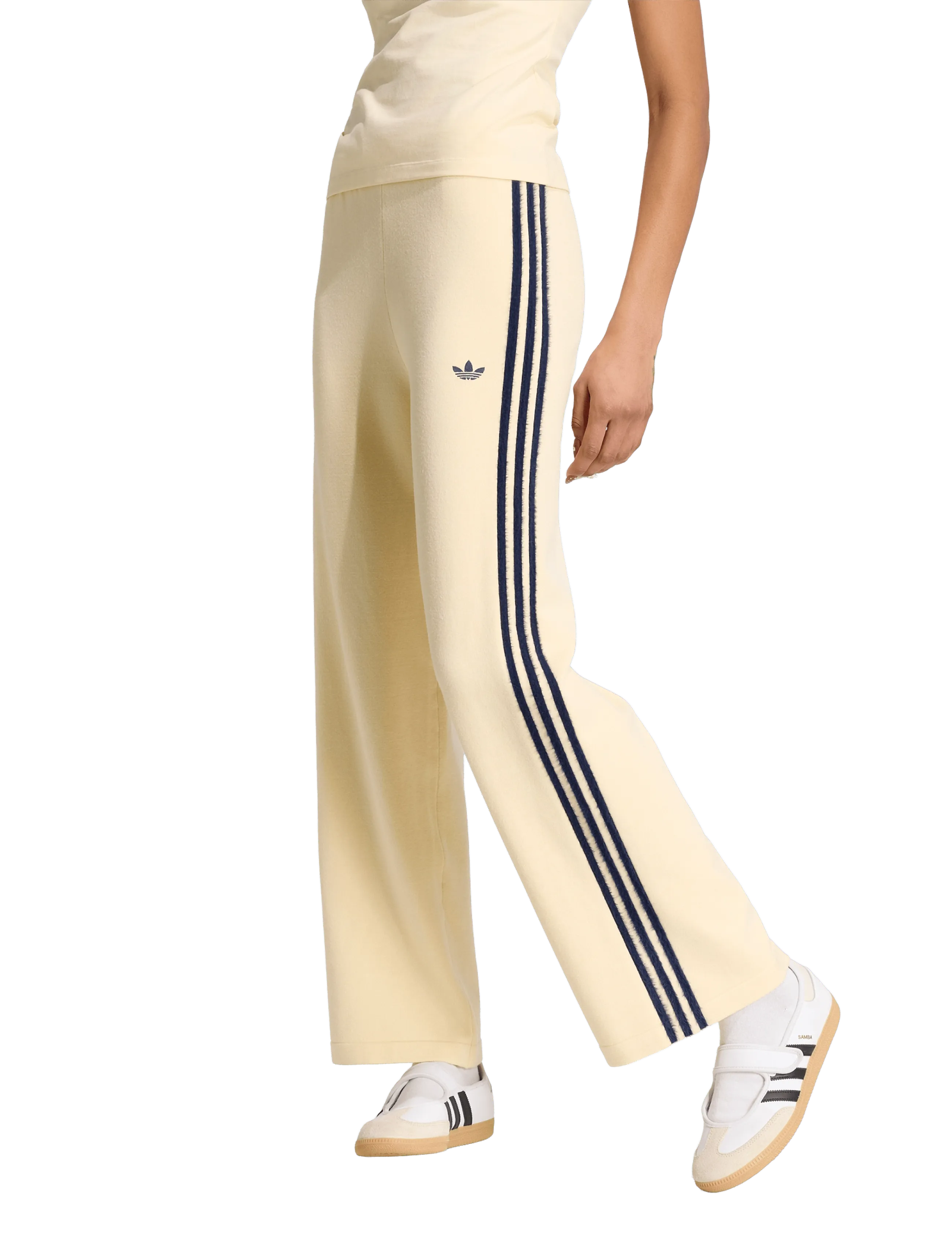 adidas Originals Knit Firebird Tp, Damen, Weite Strick Jogginghose, Creme, Gr.M