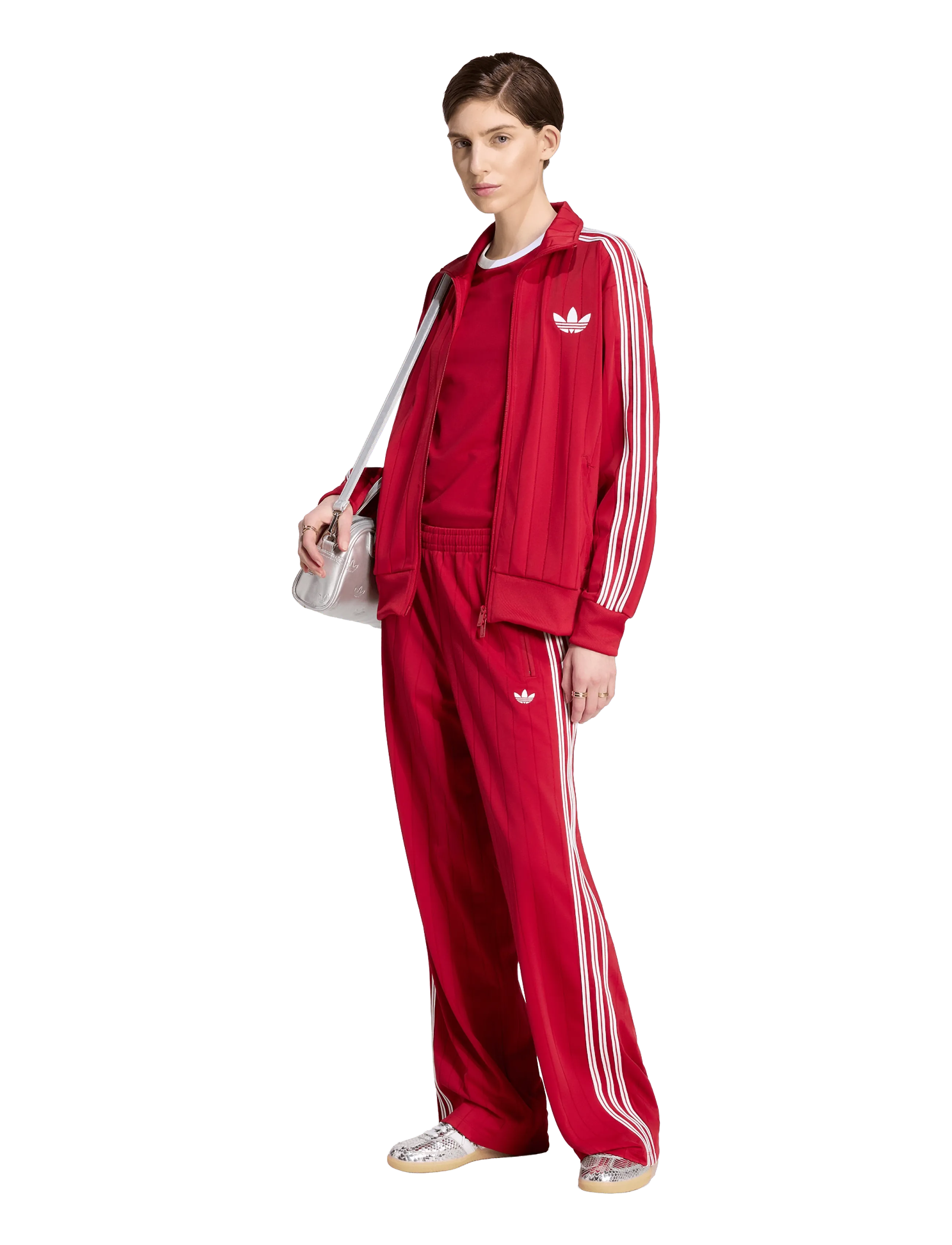 adidas Originals Firebird LOOSE TP - Byxor - TMVIRE/WHITE/TMVIRE / red