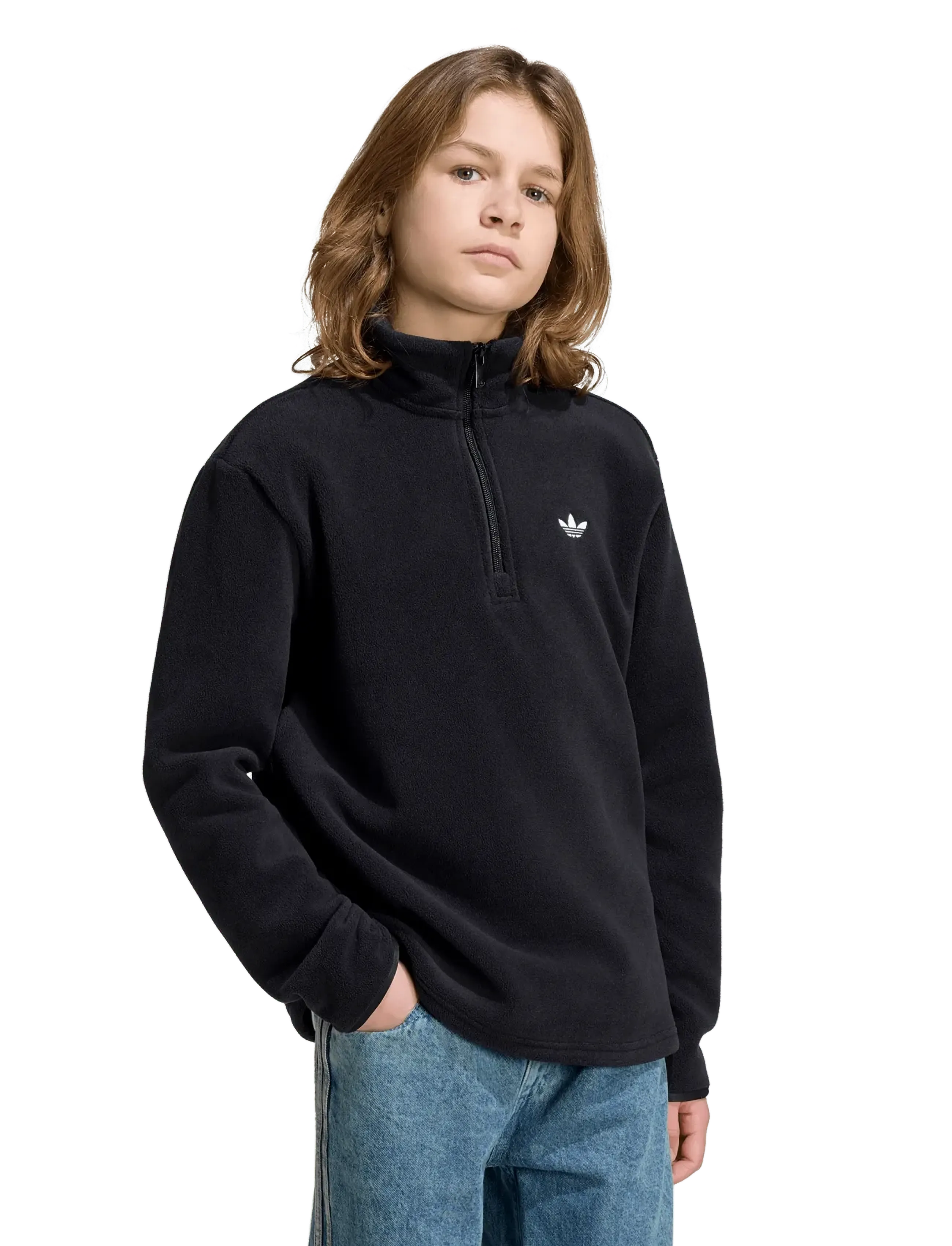 adidas Originals Fleece Halfzip, 152, Black, Yderbeklædning Af Fleece > Fleecejakker, Børn