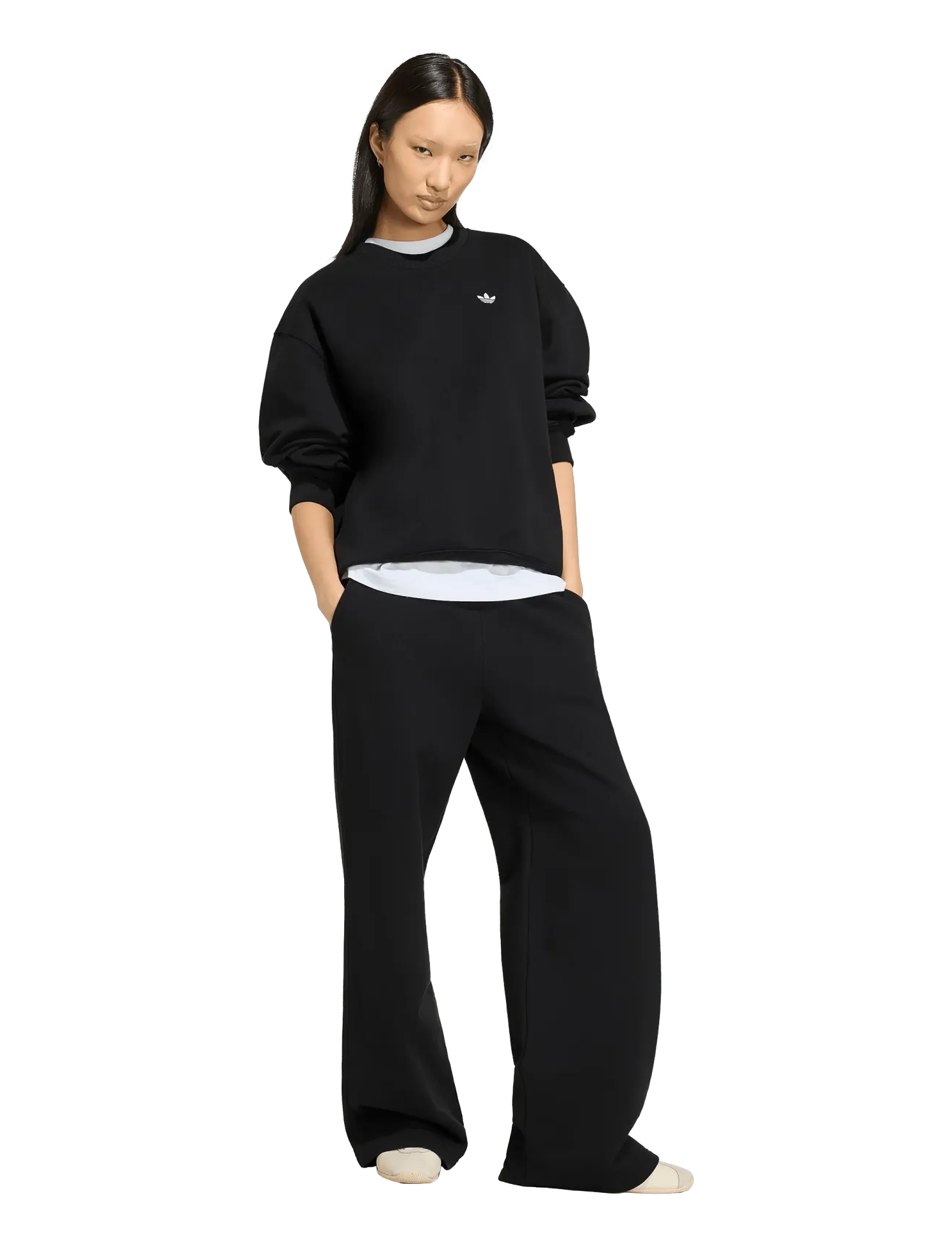 adidas Originals ESS FL CRW OS - adidas Originals - BLACK / black