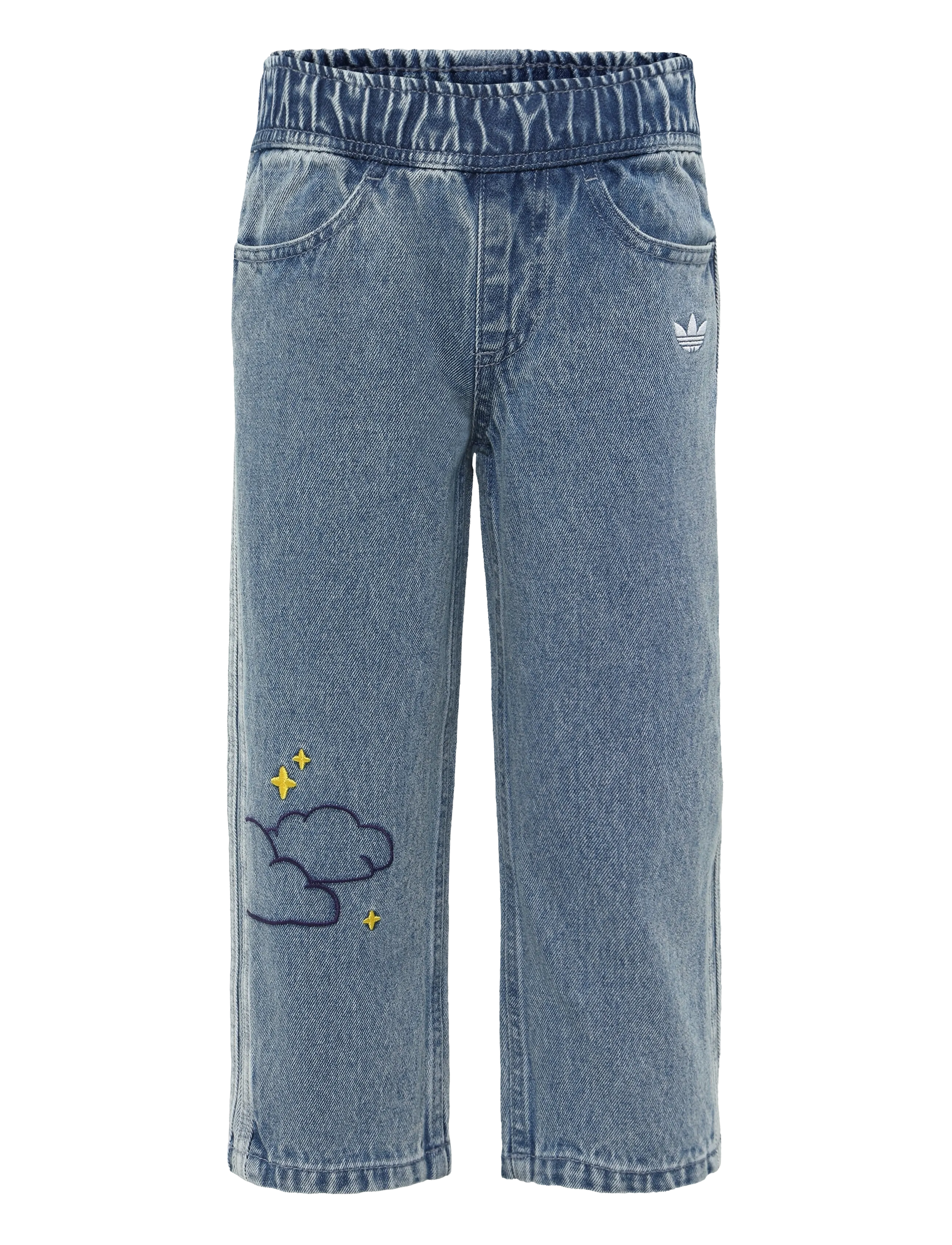 adidas Originals Loose Den Pants, Børn, Broderede Løse Denim Bukser, Blå, Str: 116