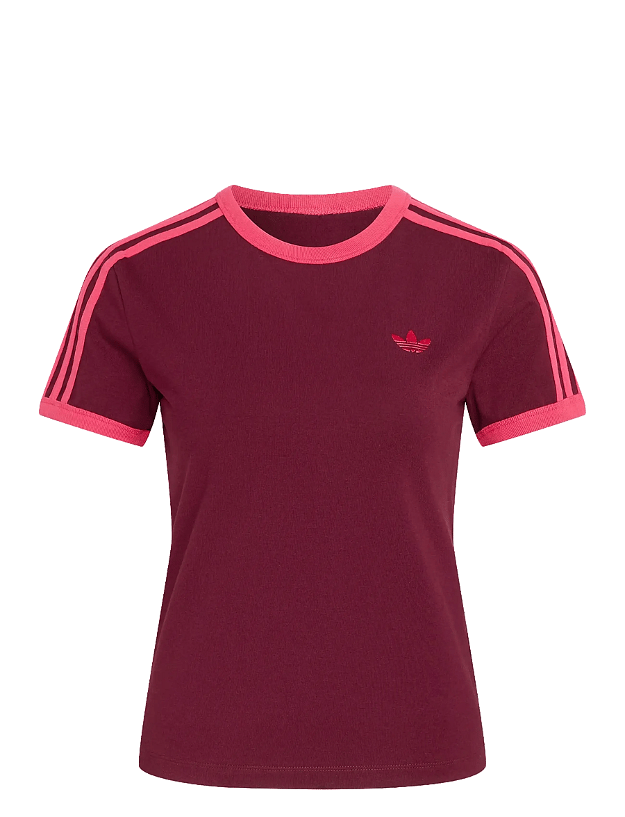 adidas Originals - 3S TEE SLIM - t-shirts - maroon/powpnk - 1