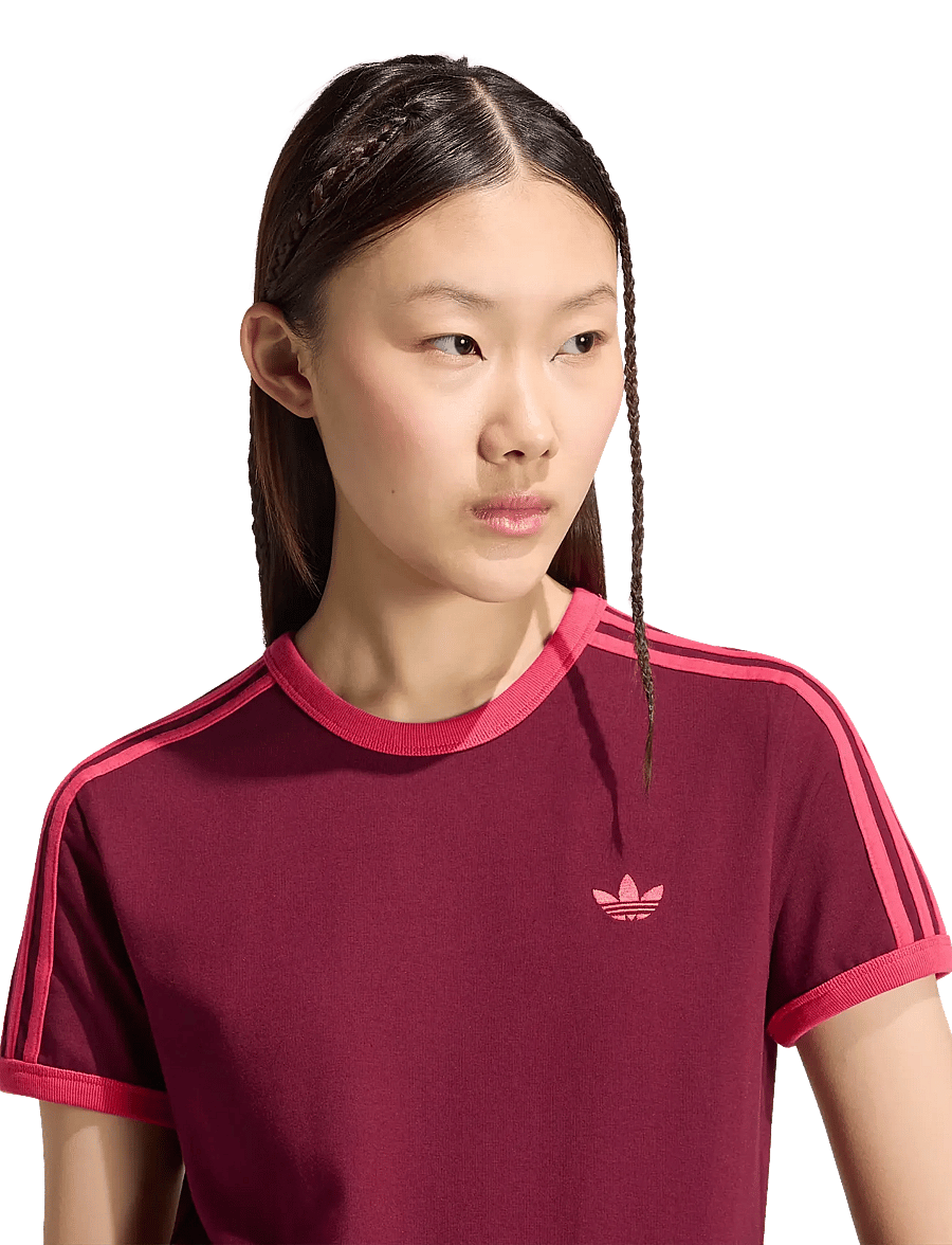 adidas Originals - 3S TEE SLIM - t-shirts - maroon/powpnk - 2