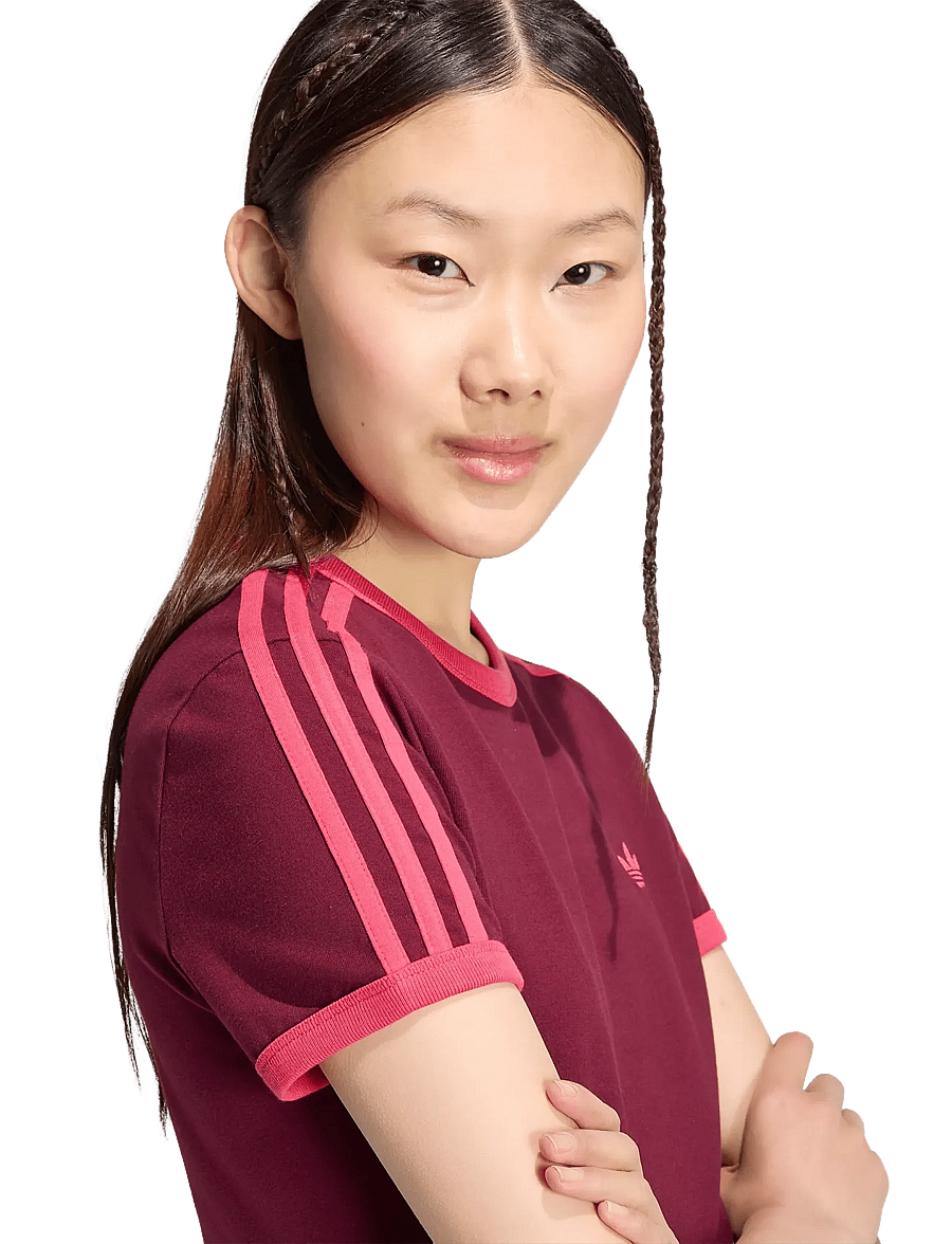 adidas Originals - 3S TEE SLIM - t-shirts - maroon/powpnk - 4